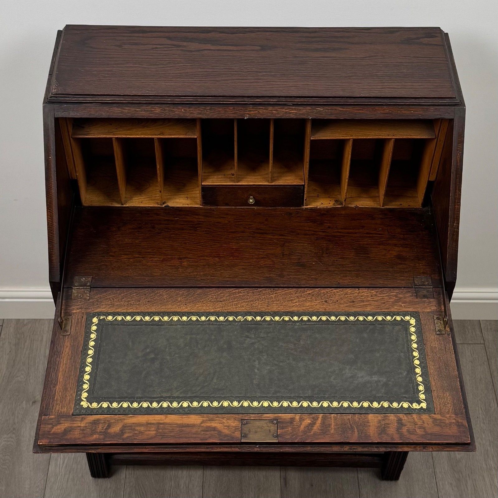 Furniture Antique 20th Century Jacobean Style Bureau In Oak ( Af 5913 ) photo