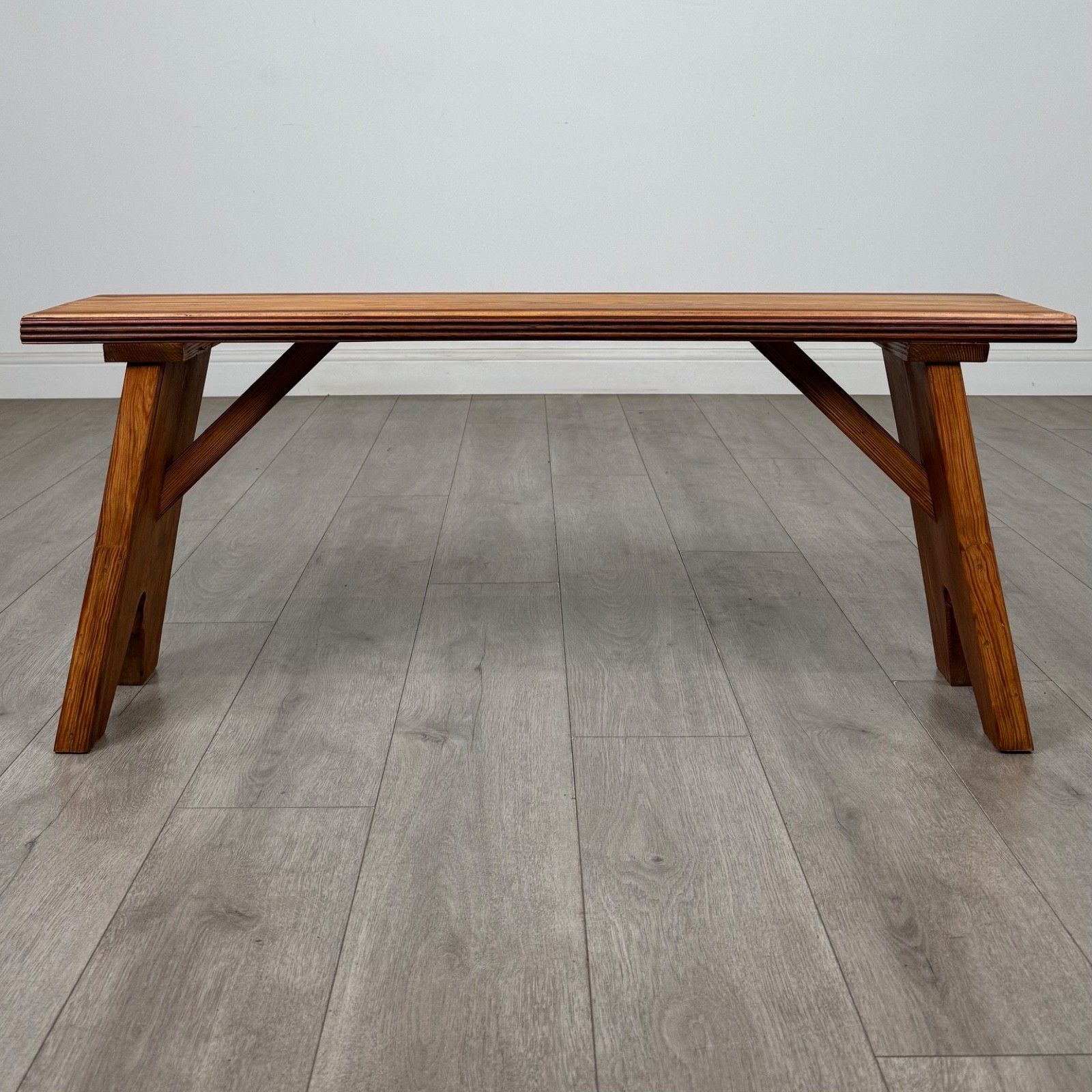 Antique 20th Century Small Good Quality Pitch Pine Bench ( Af 5874 ) photo vintage