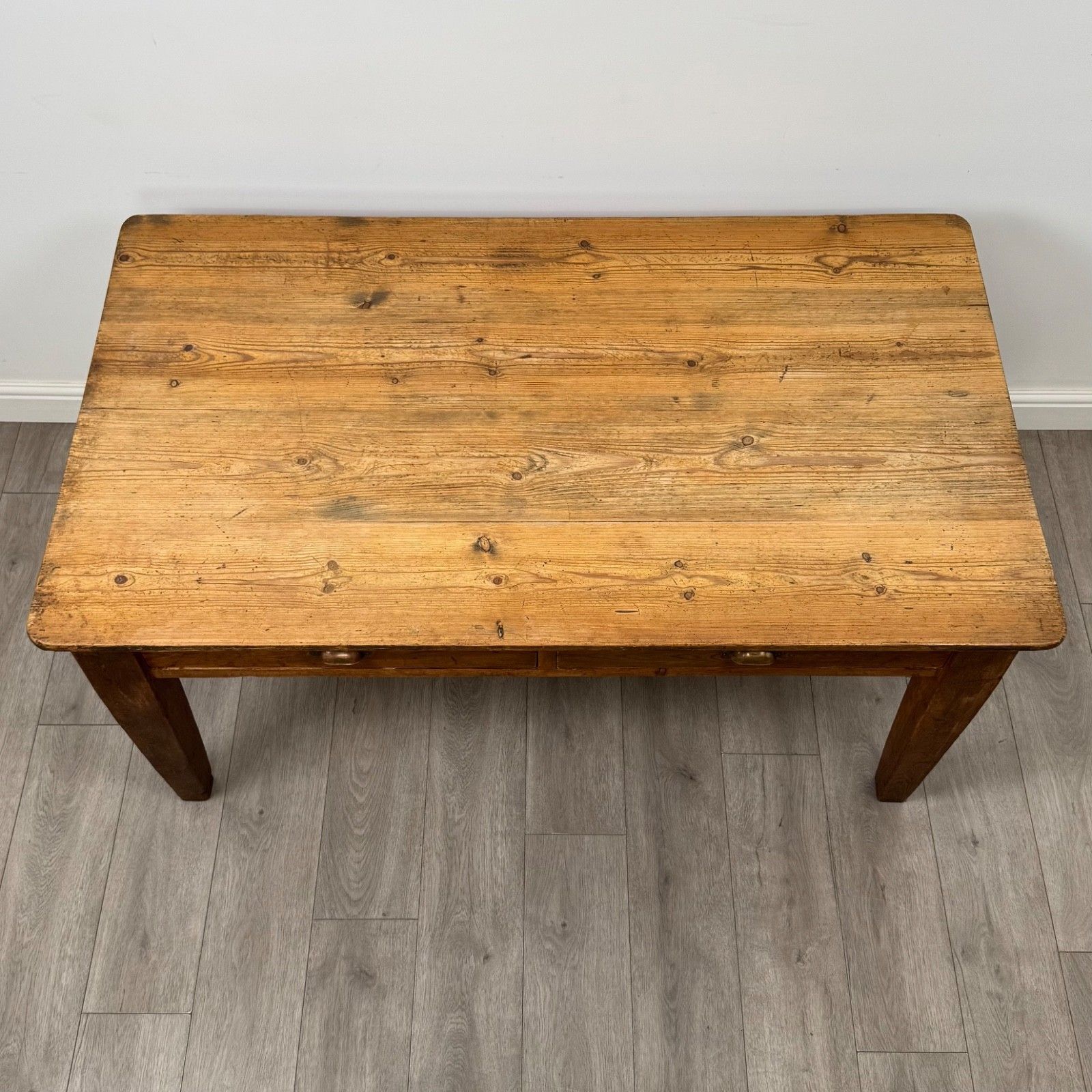 photo furniture Antique 19th Century Large Farmhouse Writing Table In Pine ( Af 5880 )