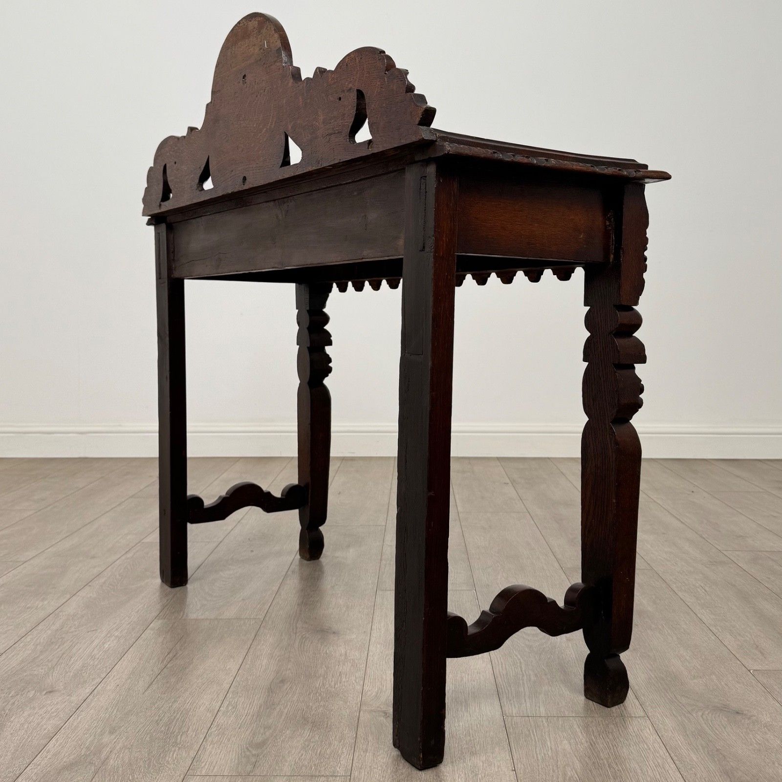 Antique 19th Century Carved Oak Victorian Side Table ( Af 5888 ) photo vinterior