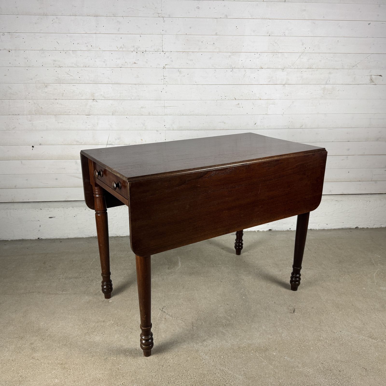 Antique Mahogany Drop Leaf Table With One Drawer photo furniture
