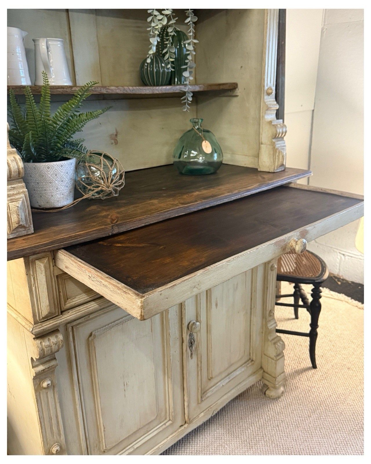 C1900 Original Antique Rustic Painted Pine Dresser, Kitchen Cabinet photo 575.0