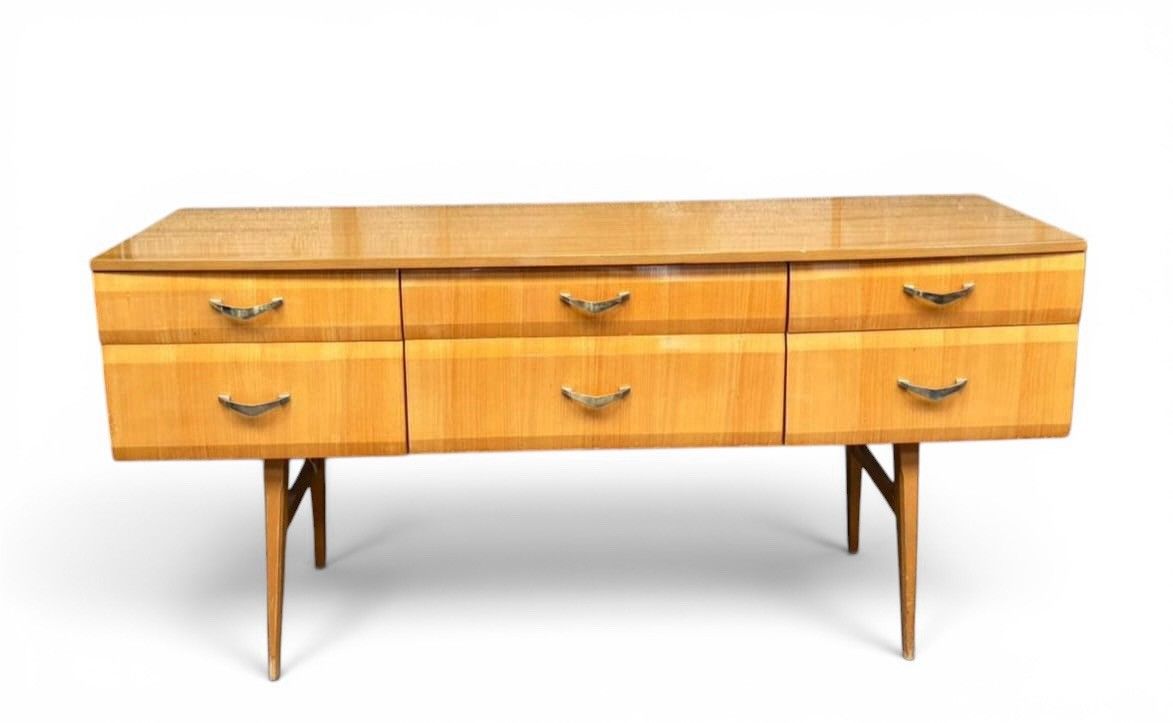 Meredew Light Maple And Brass Chest Of Drawers Mid Century Retro C1960s Wide photo 345.0