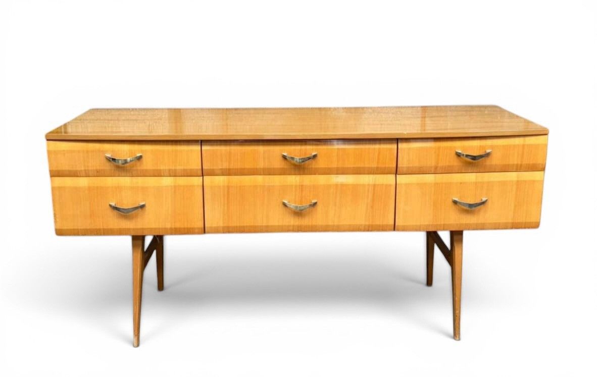 Meredew Light Maple And Brass Chest Of Drawers Mid Century Retro C1960s Wide photo vinterior