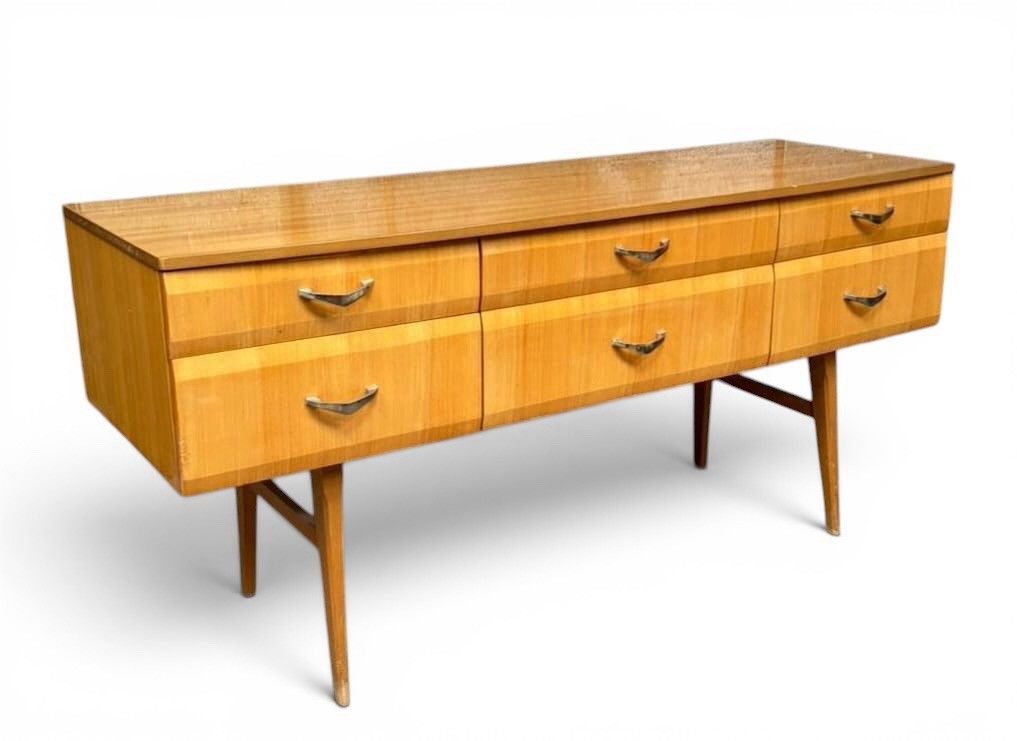 photo furniture Meredew Light Maple And Brass Chest Of Drawers Mid Century Retro C1960s Wide