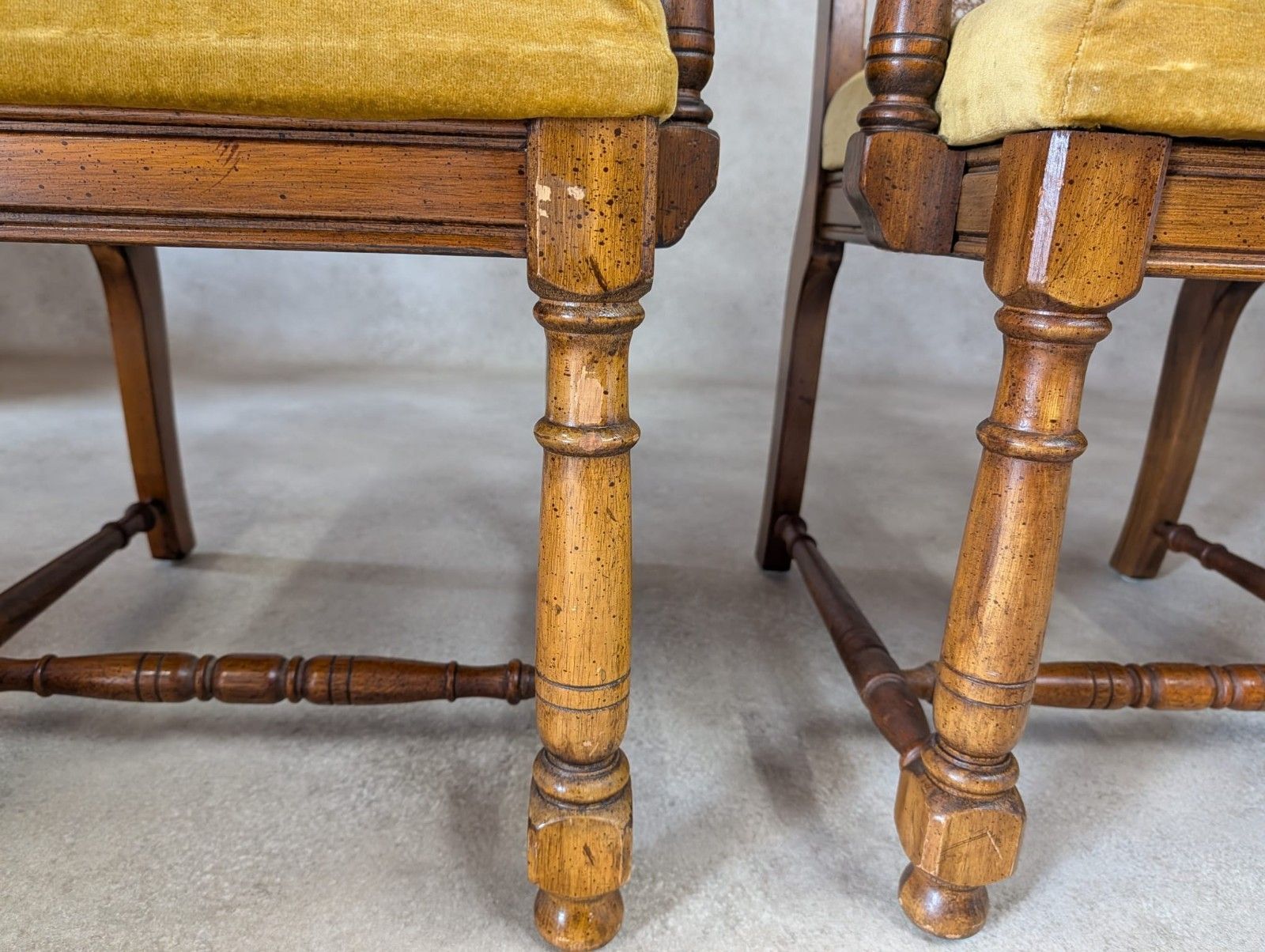 Pair Of Vintage William & Mary Style High Back Armchairs / Carver Chairs photo vintage