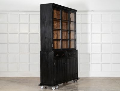 Large 19thc English Ebonised Pine Glazed Dresser photo buy