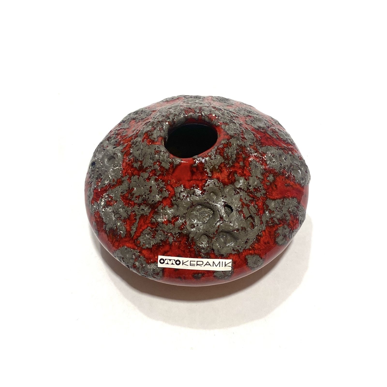 Otto Keramik 203 Vase In Red Fat Lava (11cm Dia), West German Pottery Glaze photo furniture
