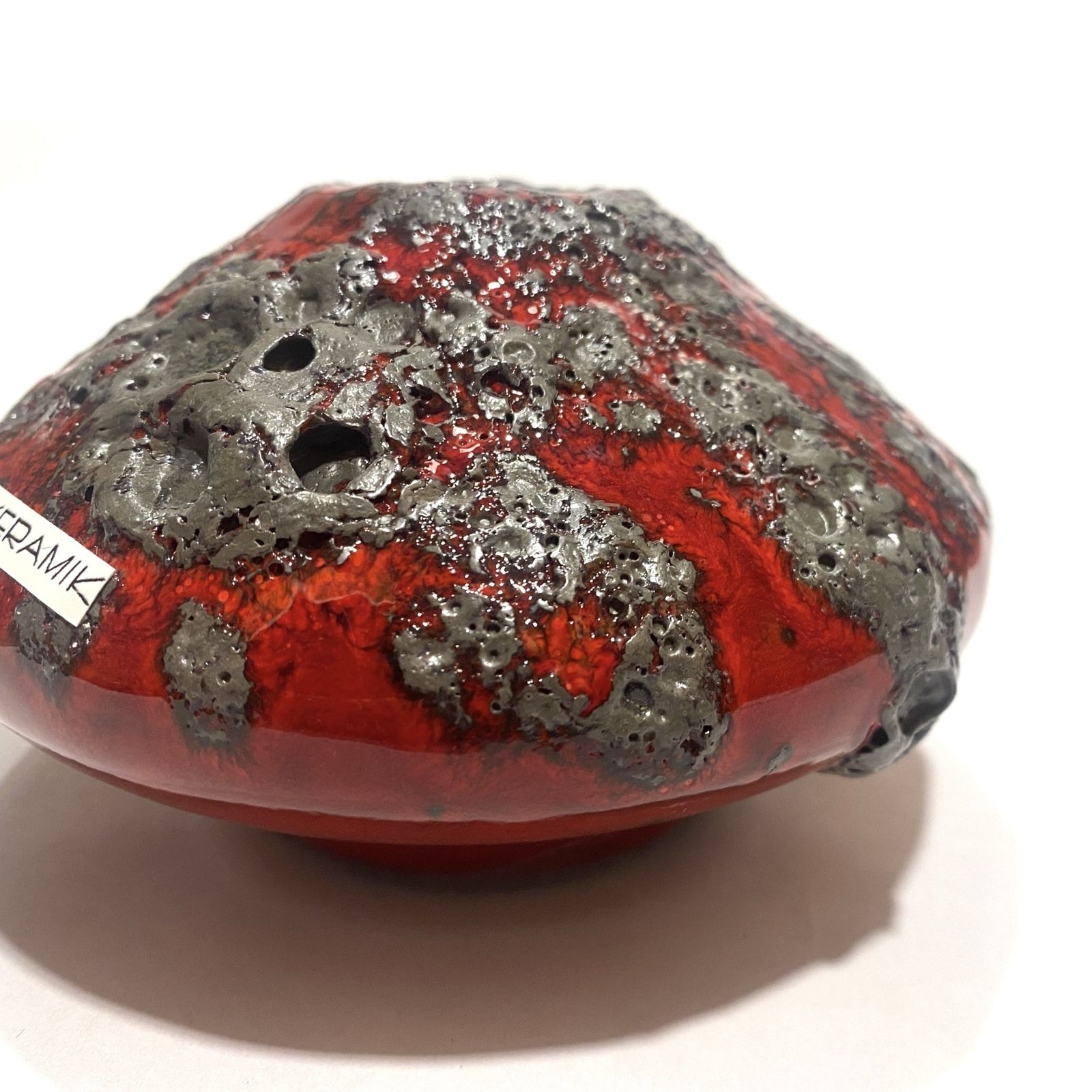 Otto Keramik 203 Vase In Red Fat Lava (11cm Dia), West German Pottery Glaze photo 50.0