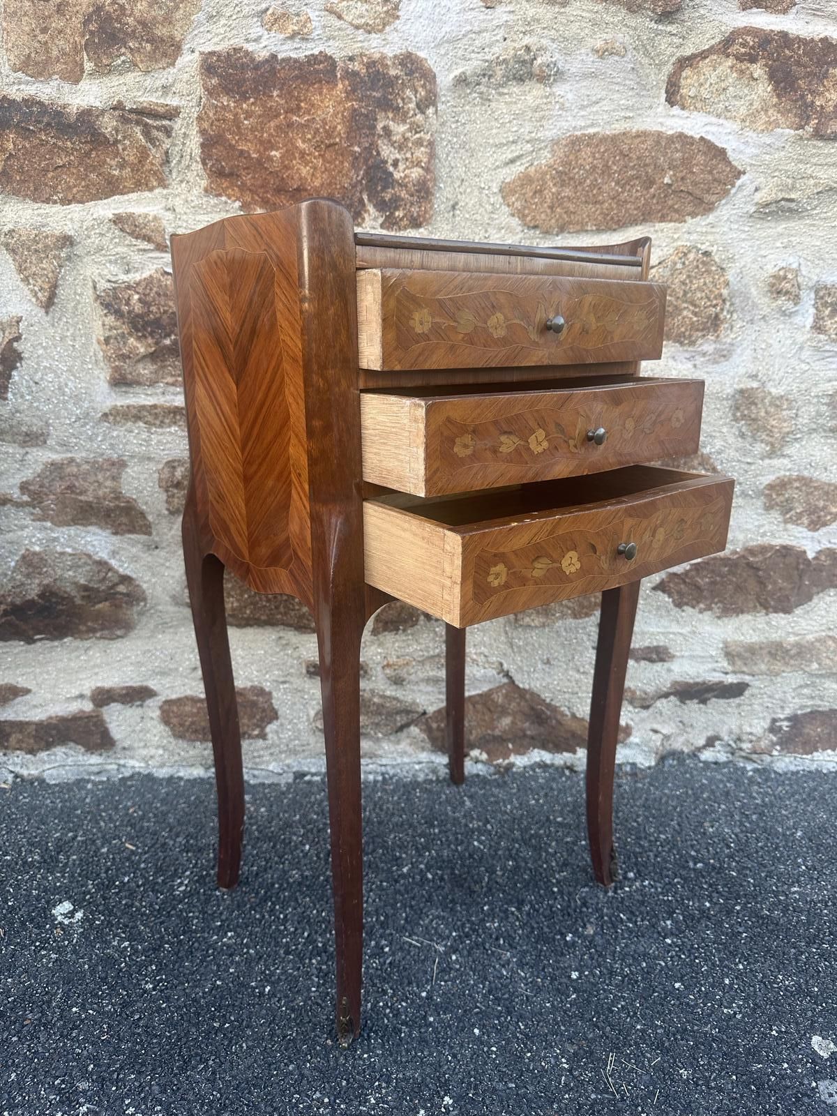 675.0 French Marquetry Bedside Tables Louis XV Cabinets photo