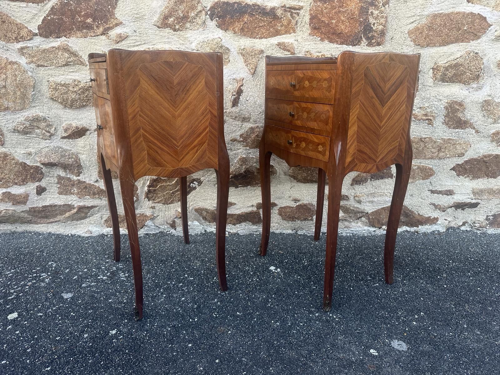 French Marquetry Bedside Tables Louis XV Cabinets photo buy