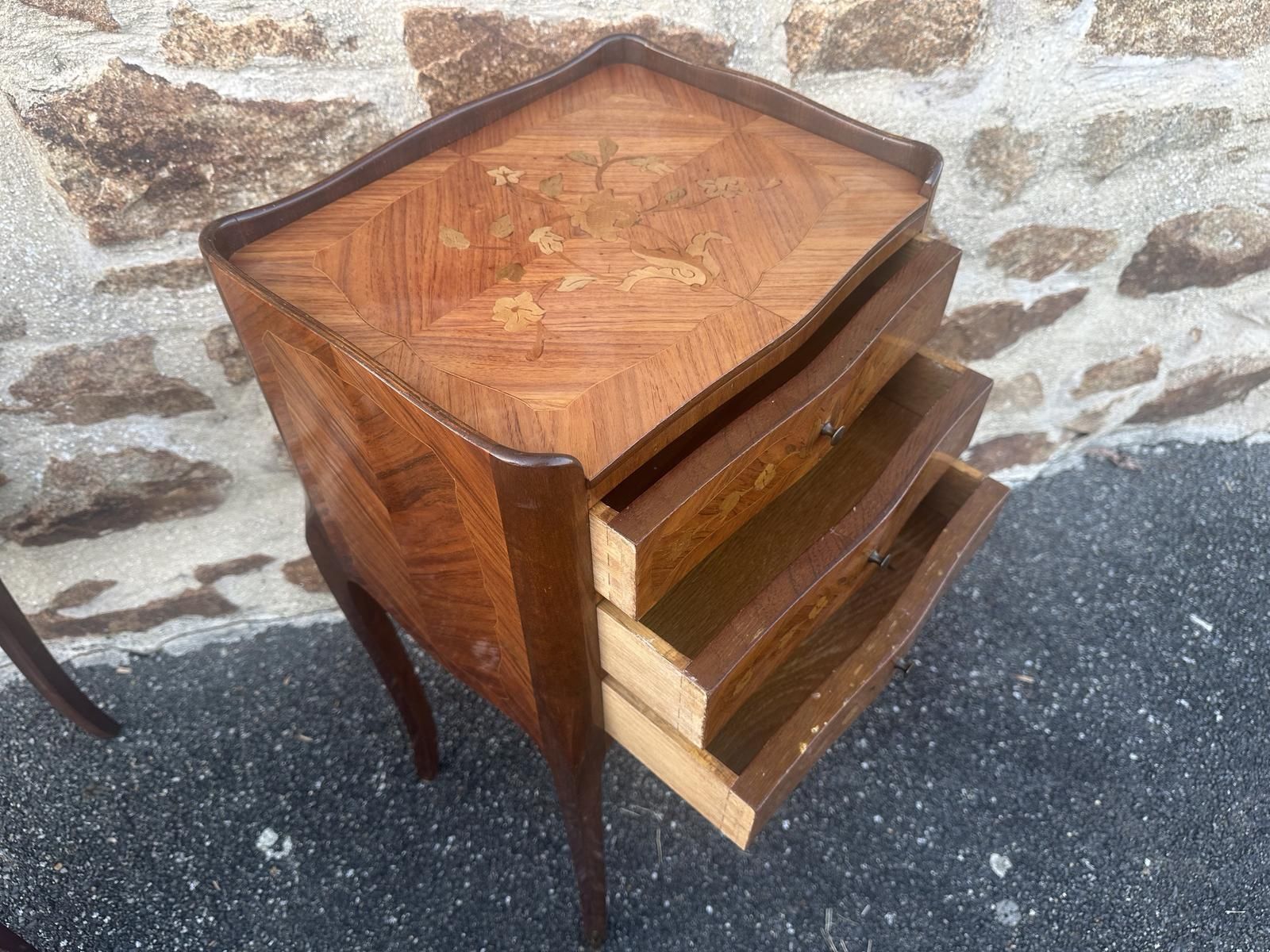 photo buy French Marquetry Bedside Tables Louis XV Cabinets