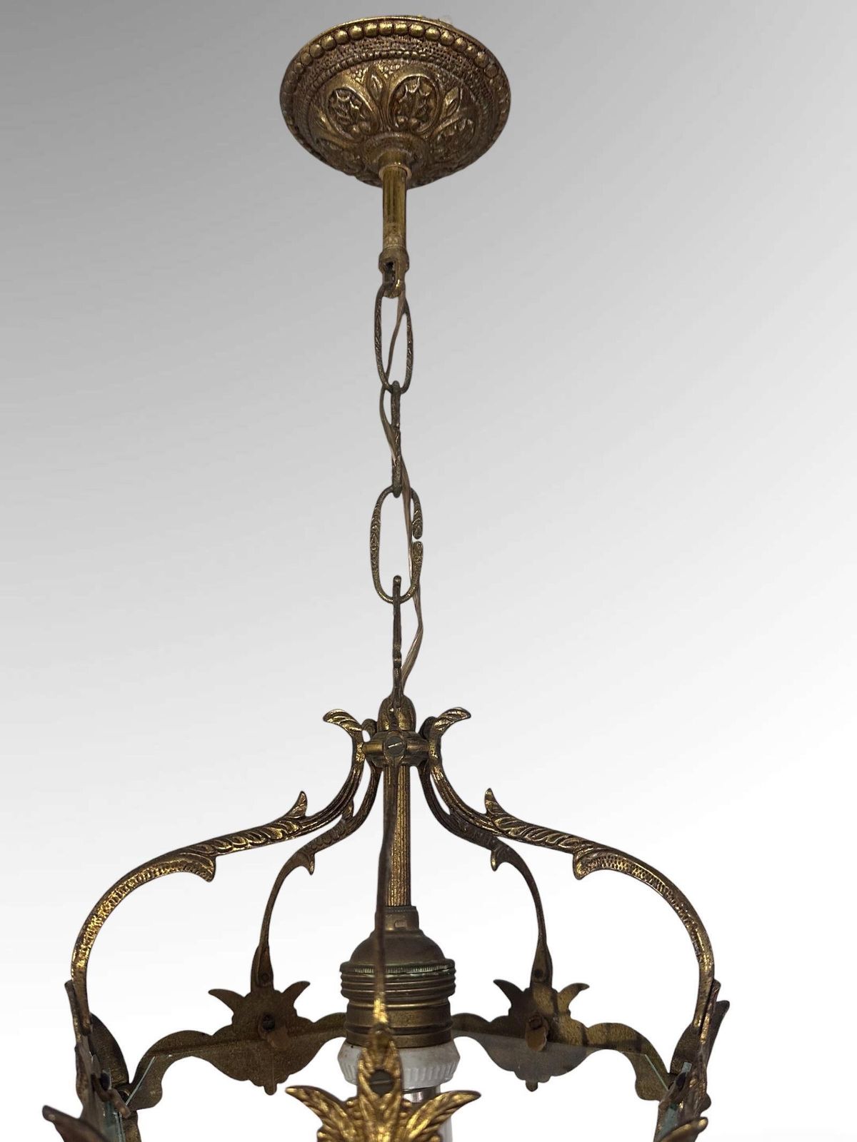 Antique Brass Hanging Lanterns Pair Ceiling Lights photo vinterior