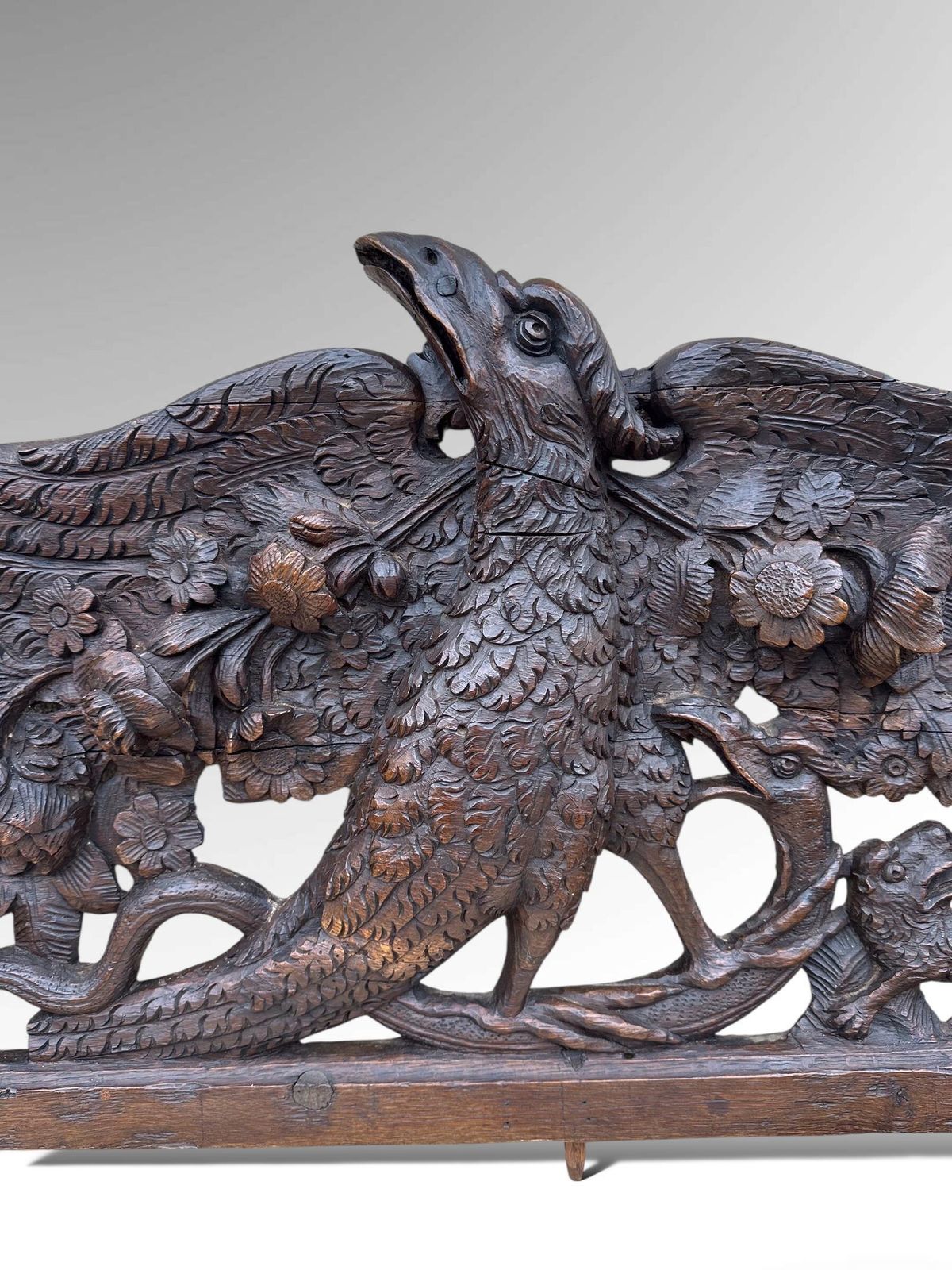 French Carved Pediment Heraldic Eagle Architectural Wall Art