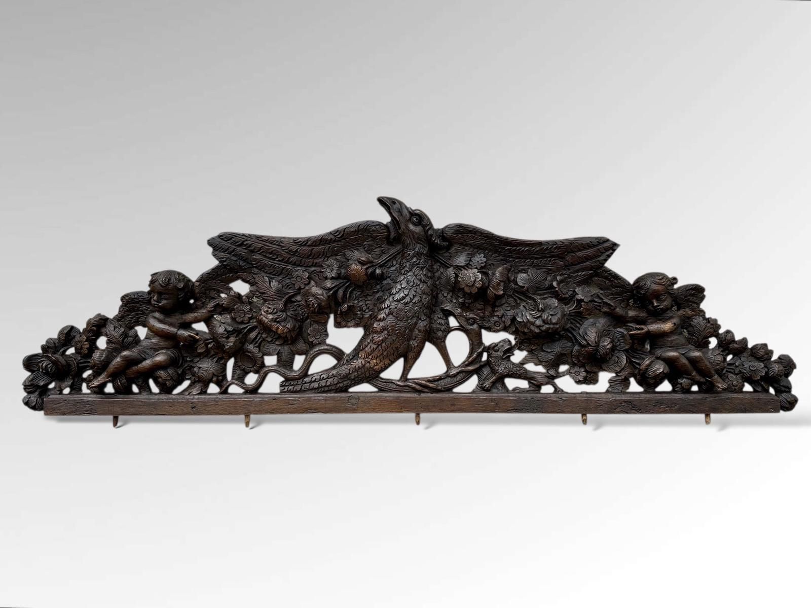 French Carved Pediment Heraldic Eagle Architectural Wall Art photo buy