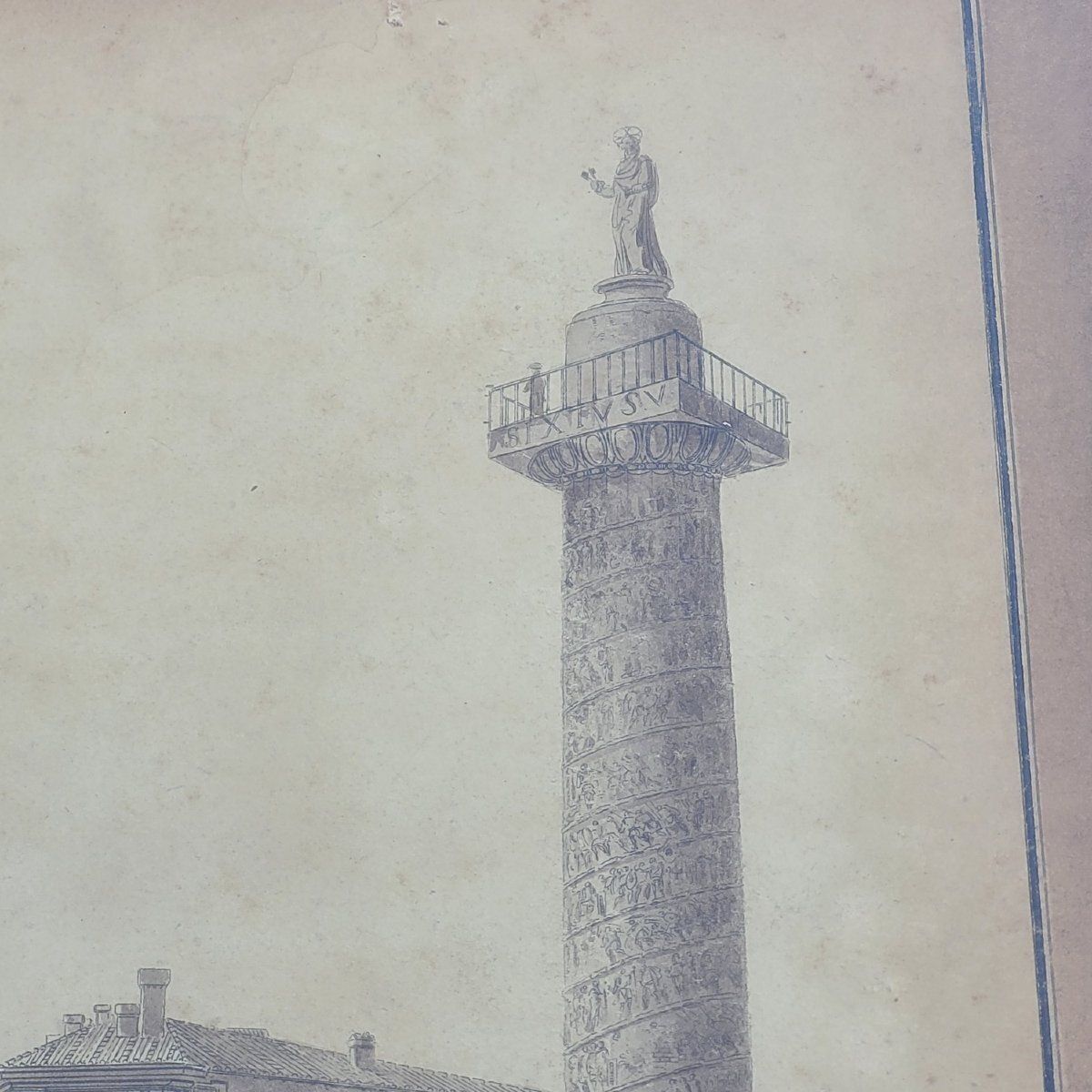 Suite de 3 vues de Rome, dessins encadrés, signature illisible, début du XIXe siècle photo buy