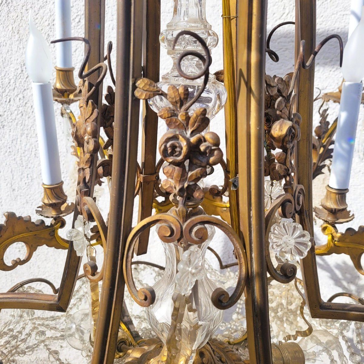 Large Chandelier H130cm, Bronze And Crystal, Early 20th Century photo Lighting