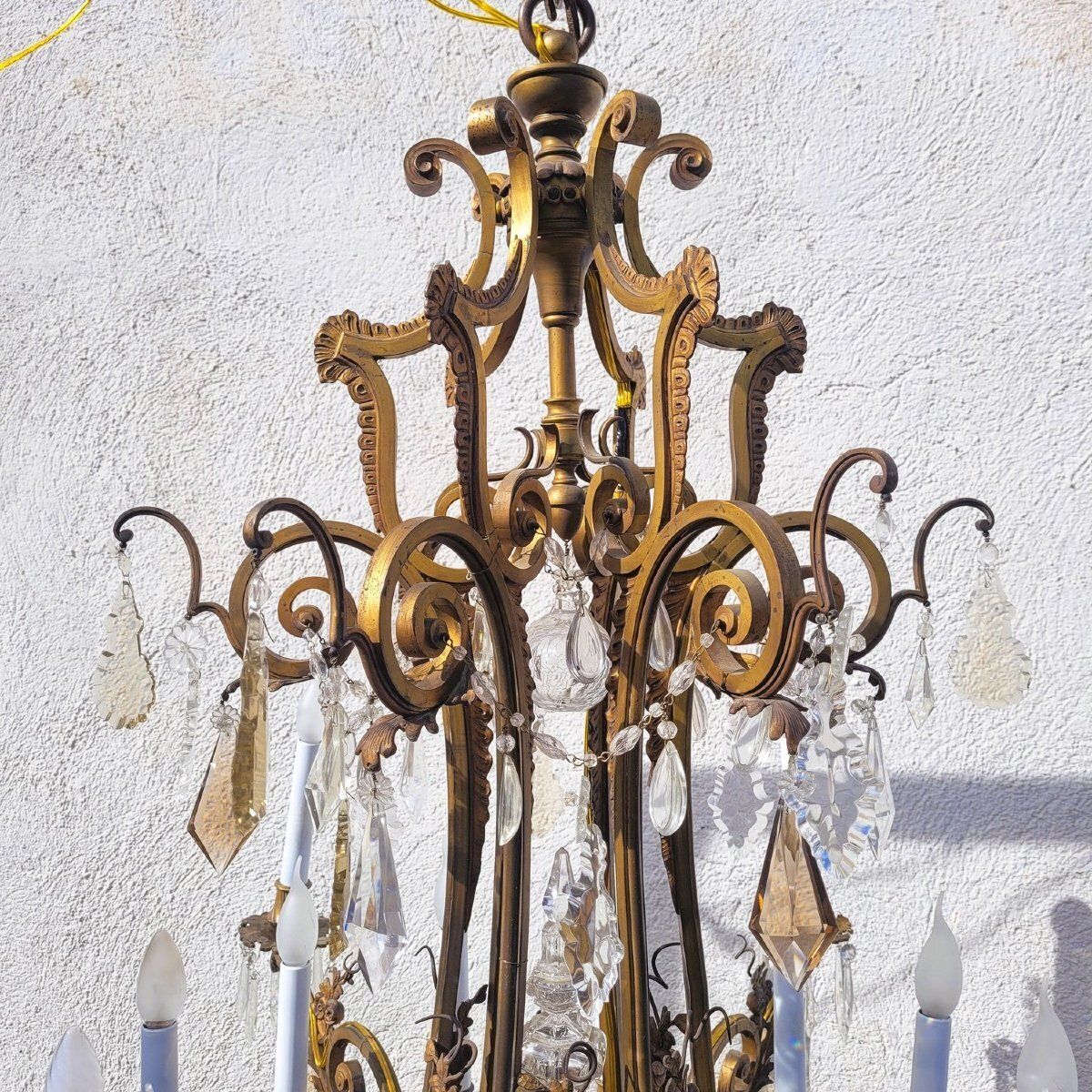 Large Chandelier H130cm, Bronze And Crystal, Early 20th Century photo 5507.0