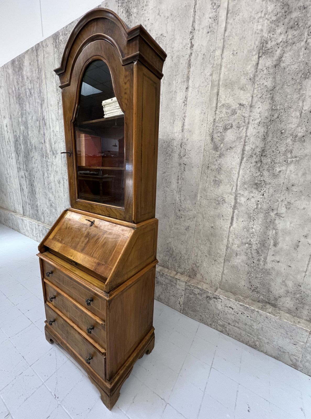 19th Century Bureau Desk With Bookcase Display Cabinet photo vintage