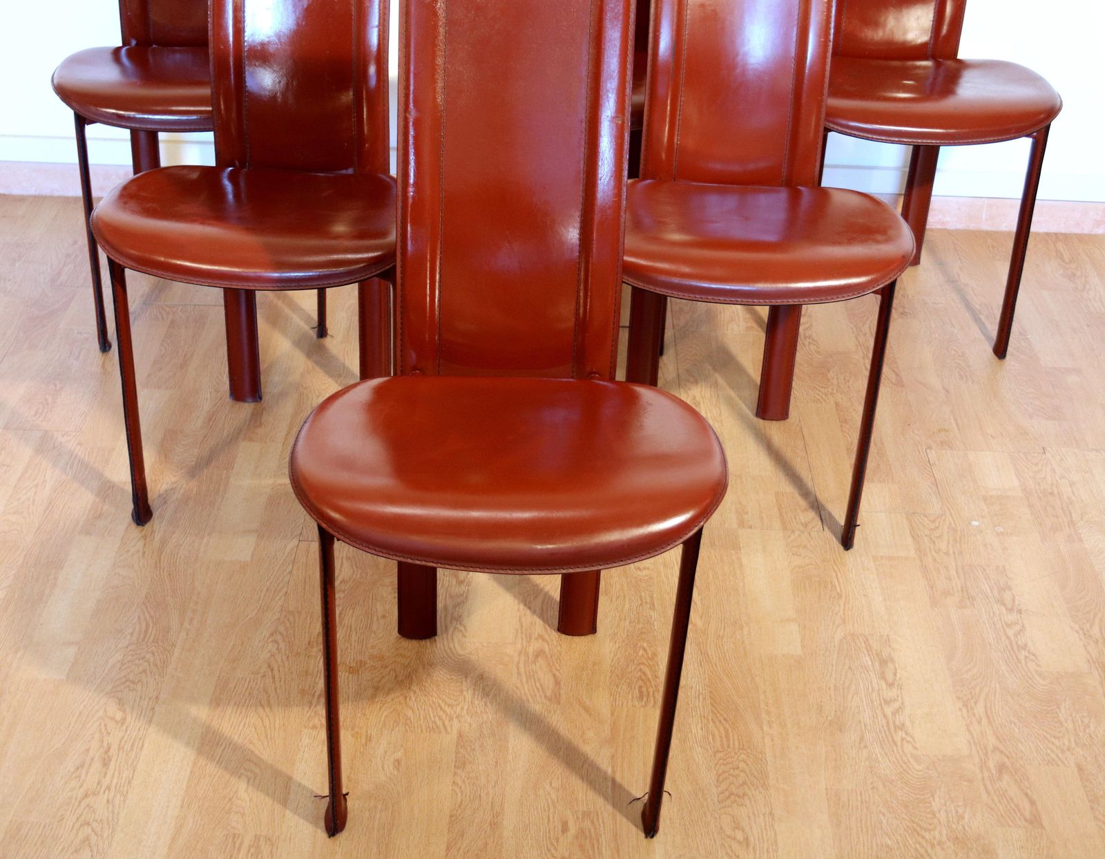 Set Van 6 Lara Eetkamerstoelen Van Giorgio Cattelan Voor Cattelan Italia In Bordeauxrood photo vintage