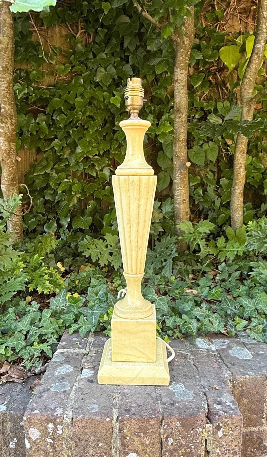 Tall Vintage Alabaster Table Lamp – Mid Century Classical Statement Lighting   Working And Pat Tested, 52cm Tall