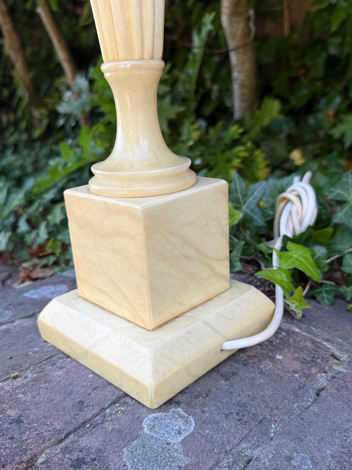 Tall Vintage Alabaster Table Lamp – Mid Century Classical Statement Lighting   Working And Pat Tested, 52cm Tall photo furniture