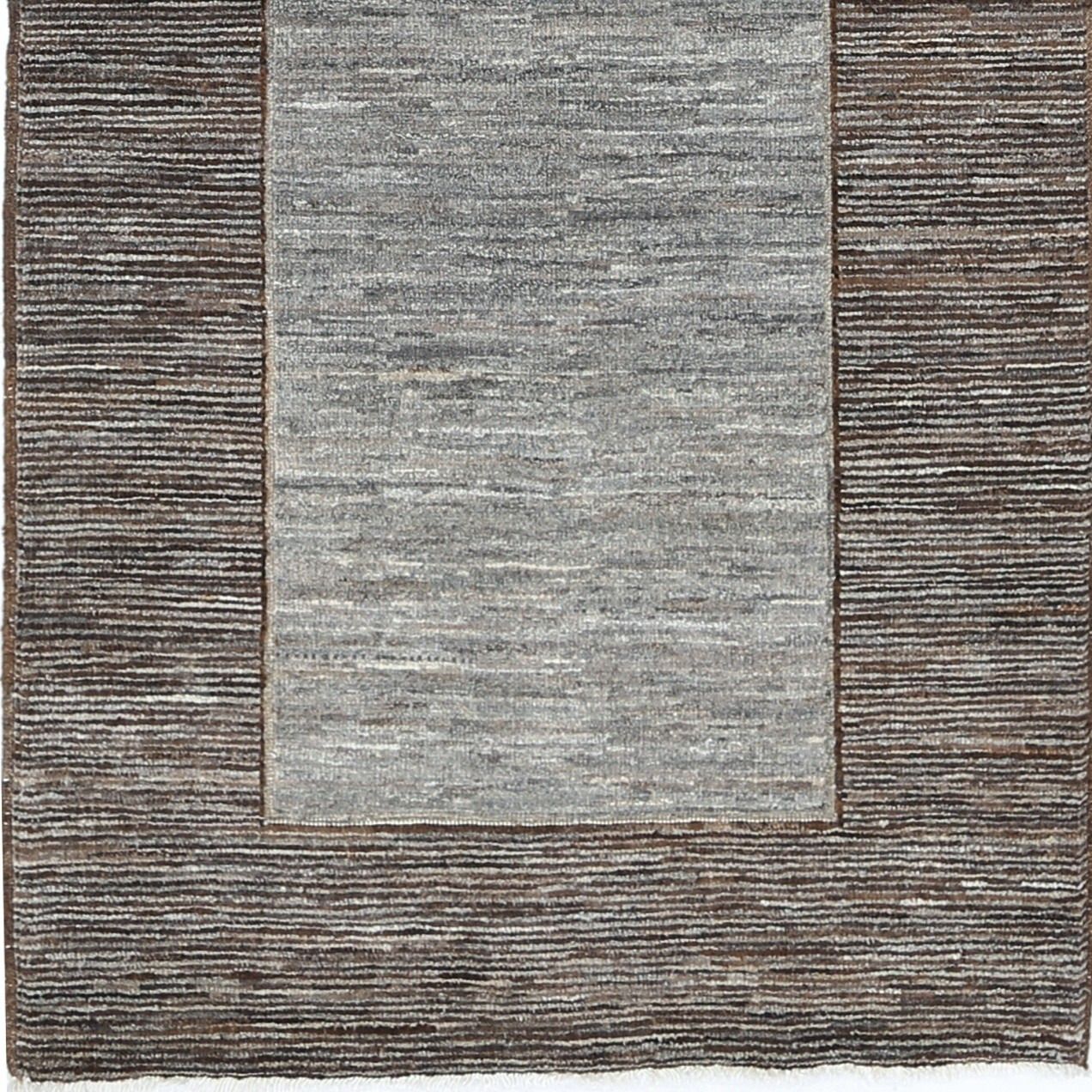 3x9.7 Ft Hand Knotted Brown, Gray Wool Runner Rug. Modern Minimalist Hallway Rug photo buy