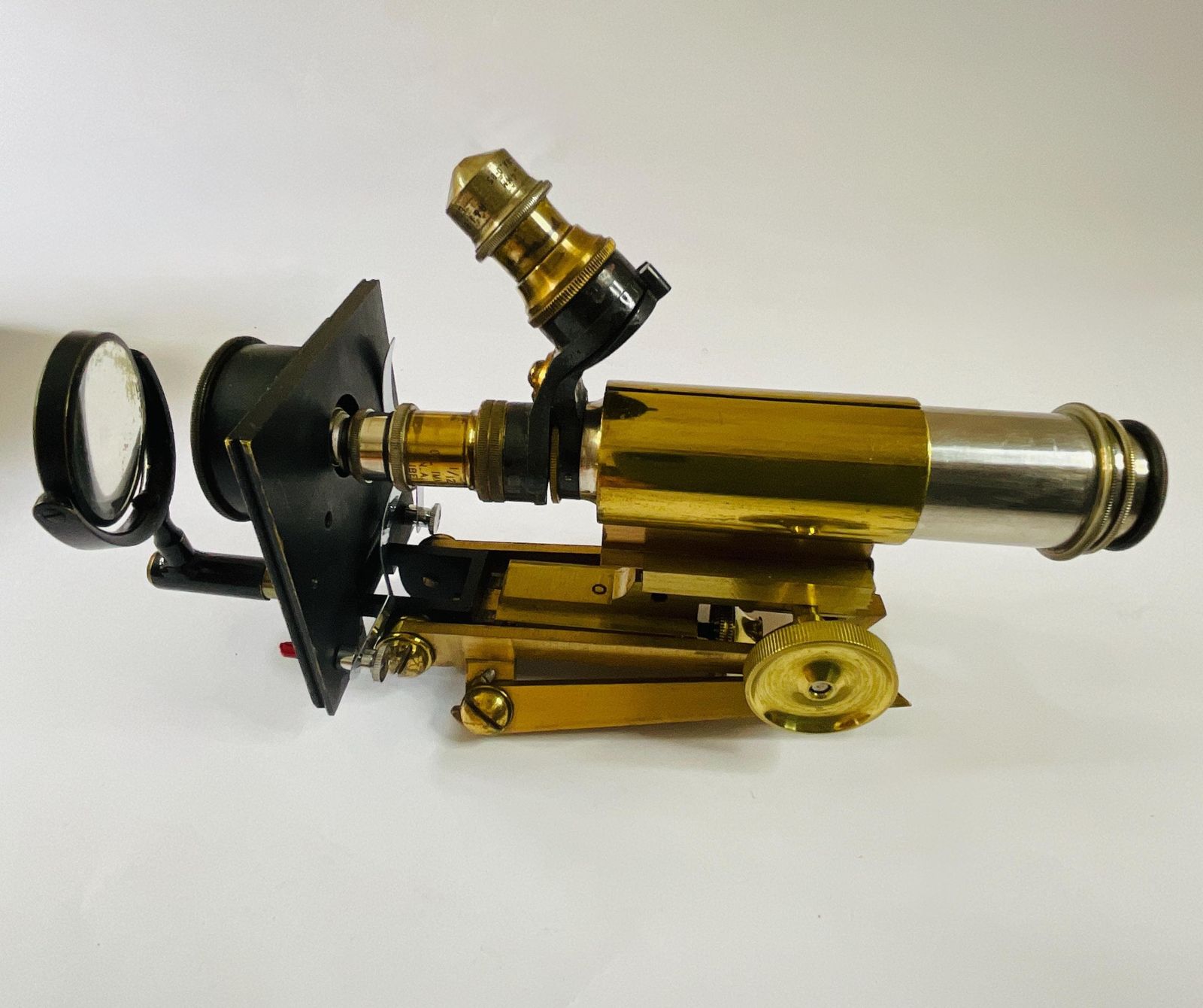 photo furniture Antique J. Swift & Son London Brass Folding Travel Microscope C1880.