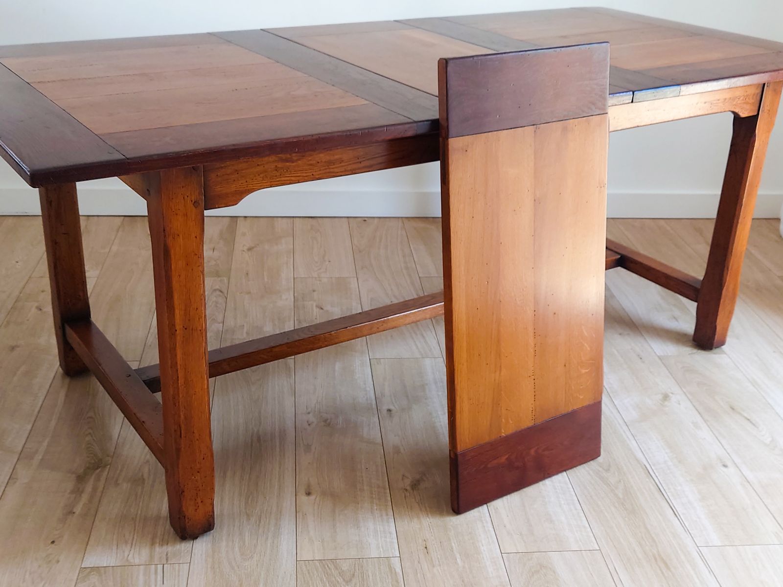 Vintage French Farmhouse Dining Set  Solid Oak Extending Table And 8 Chairs photo vinterior