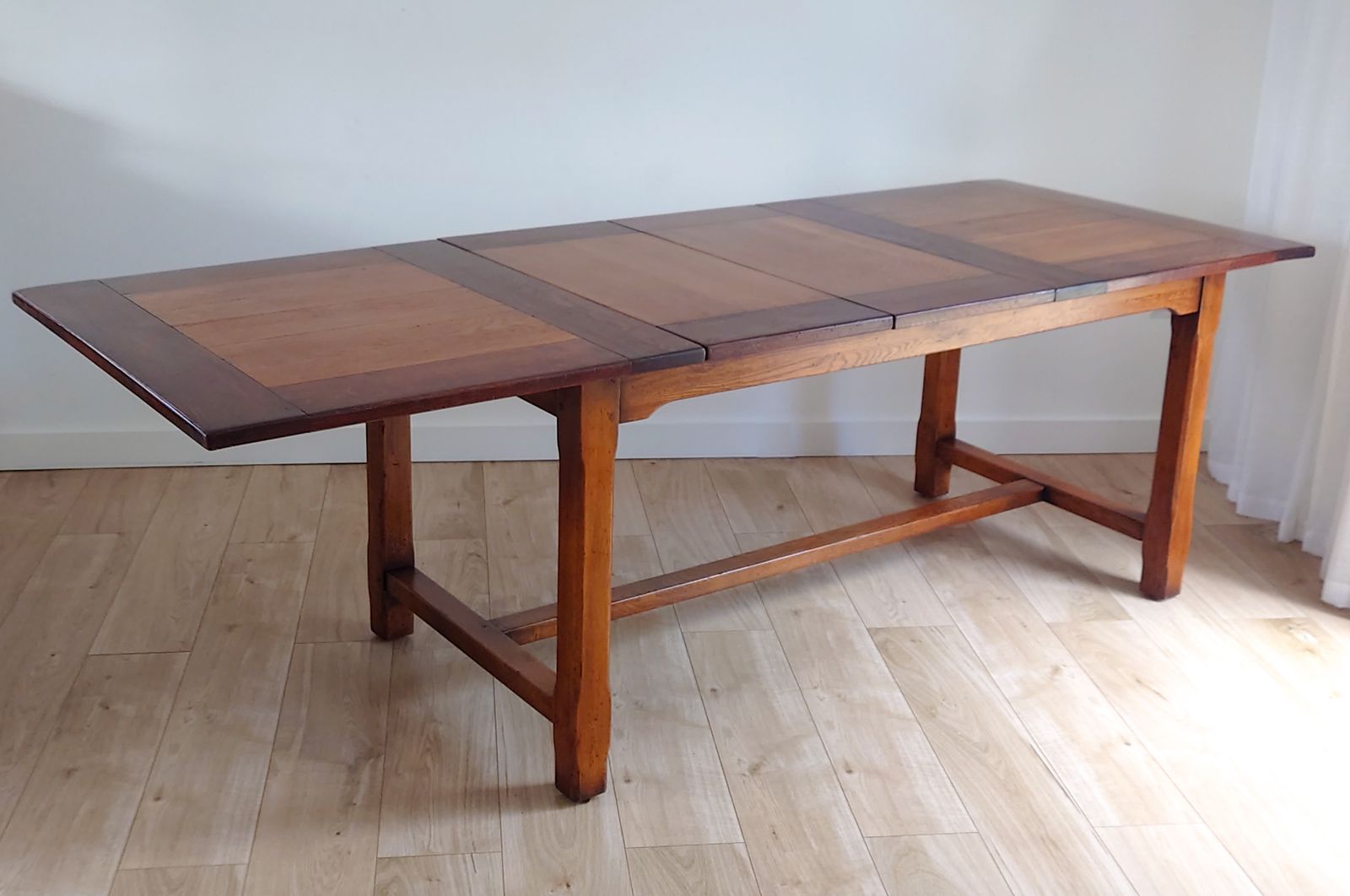 Vintage French Farmhouse Dining Set  Solid Oak Extending Table And 8 Chairs photo vintage