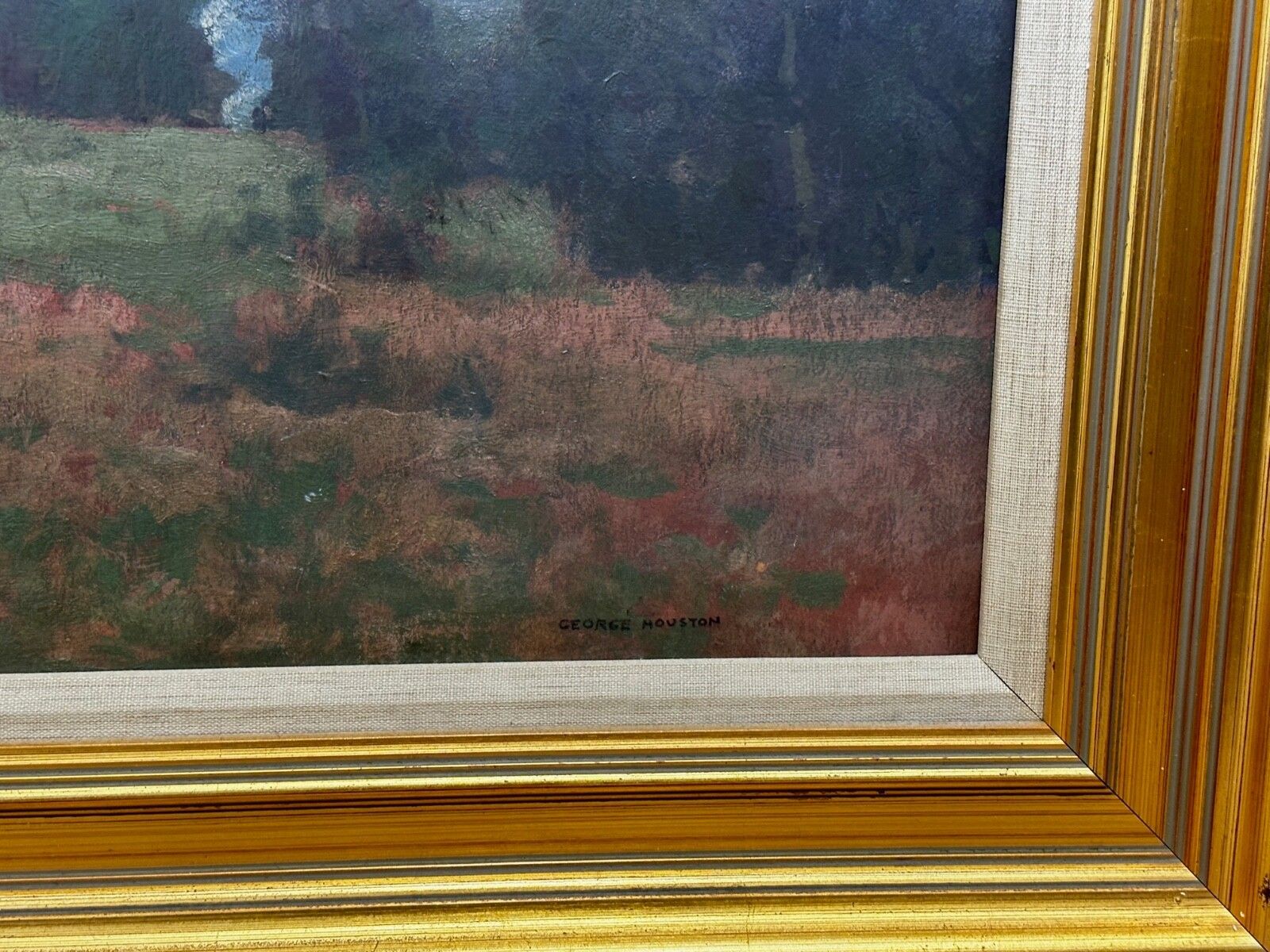 Kunst Victoriaans landschapsschilderij in olieverf, "Evening, Glen Sannox", Schotse Hooglanden, gesigneerd door George Houston photo