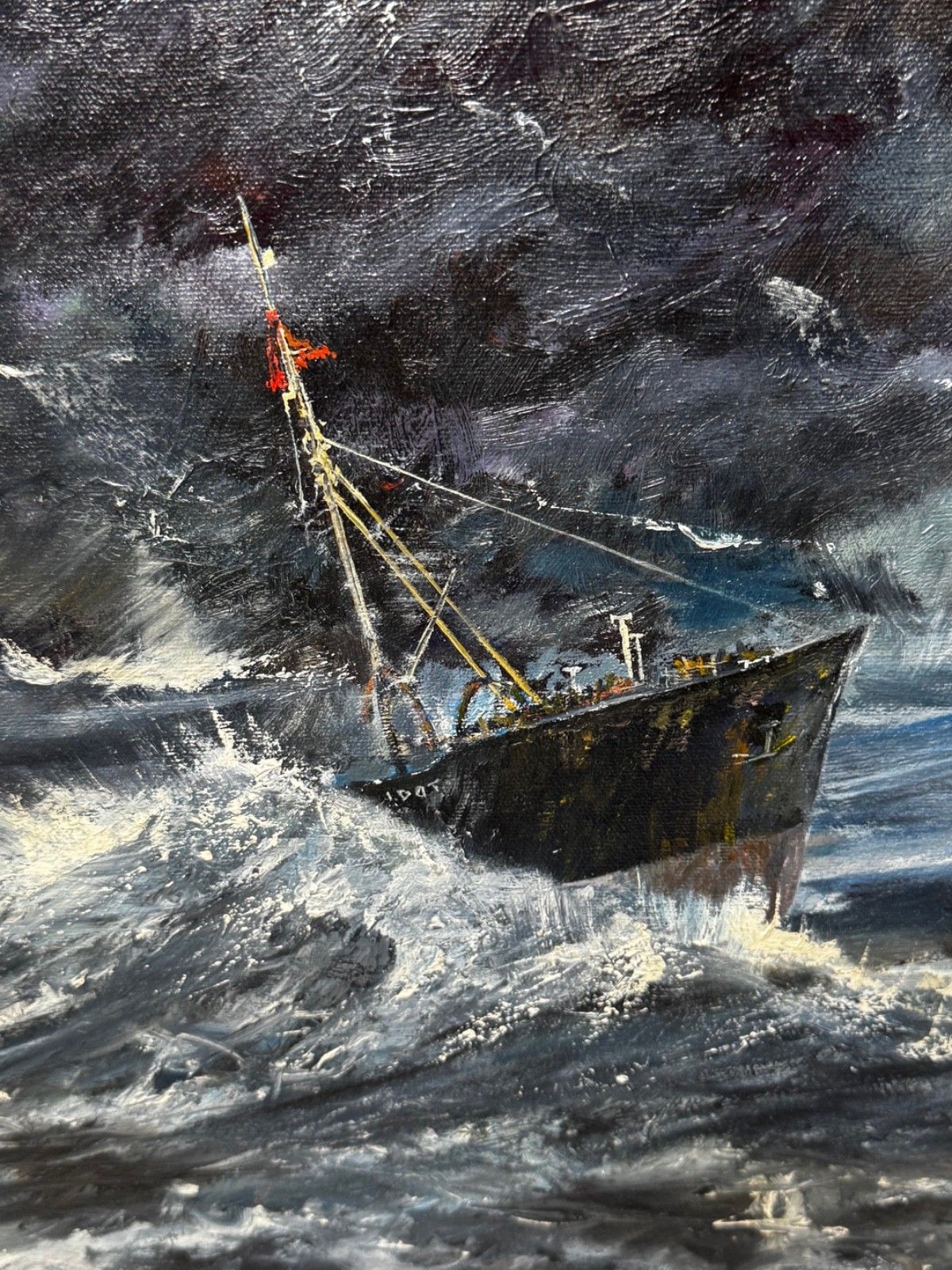 photo for sale 20th Century Marine Oil Painting Kingston Peridot (H591) Hull Northern Fishing Co. Ltd Lost In Arctic Gale Jan 68