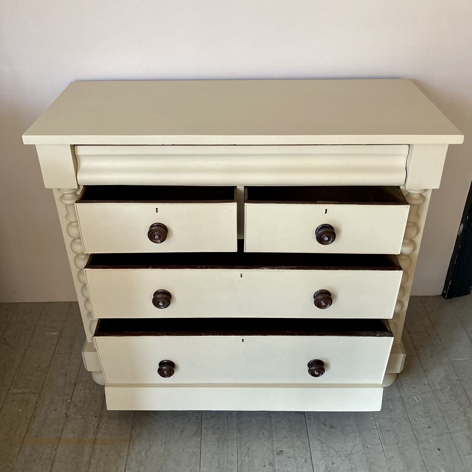 Painted Antique Chest Of Drawers With Bobbin Detail photo 495.0