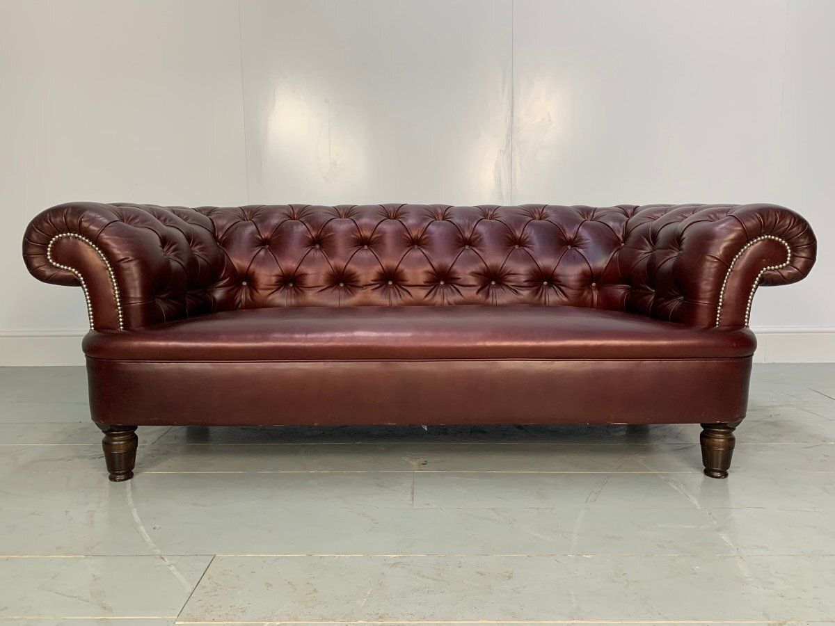 George Smith Leather Sofa   Early Victorian Chesterfield   Buttoned Sofa In Cinnamon Leather photo furniture