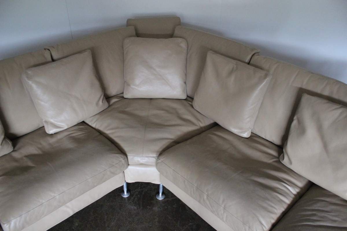 B&B Italia Harry 6 Seat L Shape Chaise End Sofa & Ottoman In Pale Brown Gamma Leather photo buy