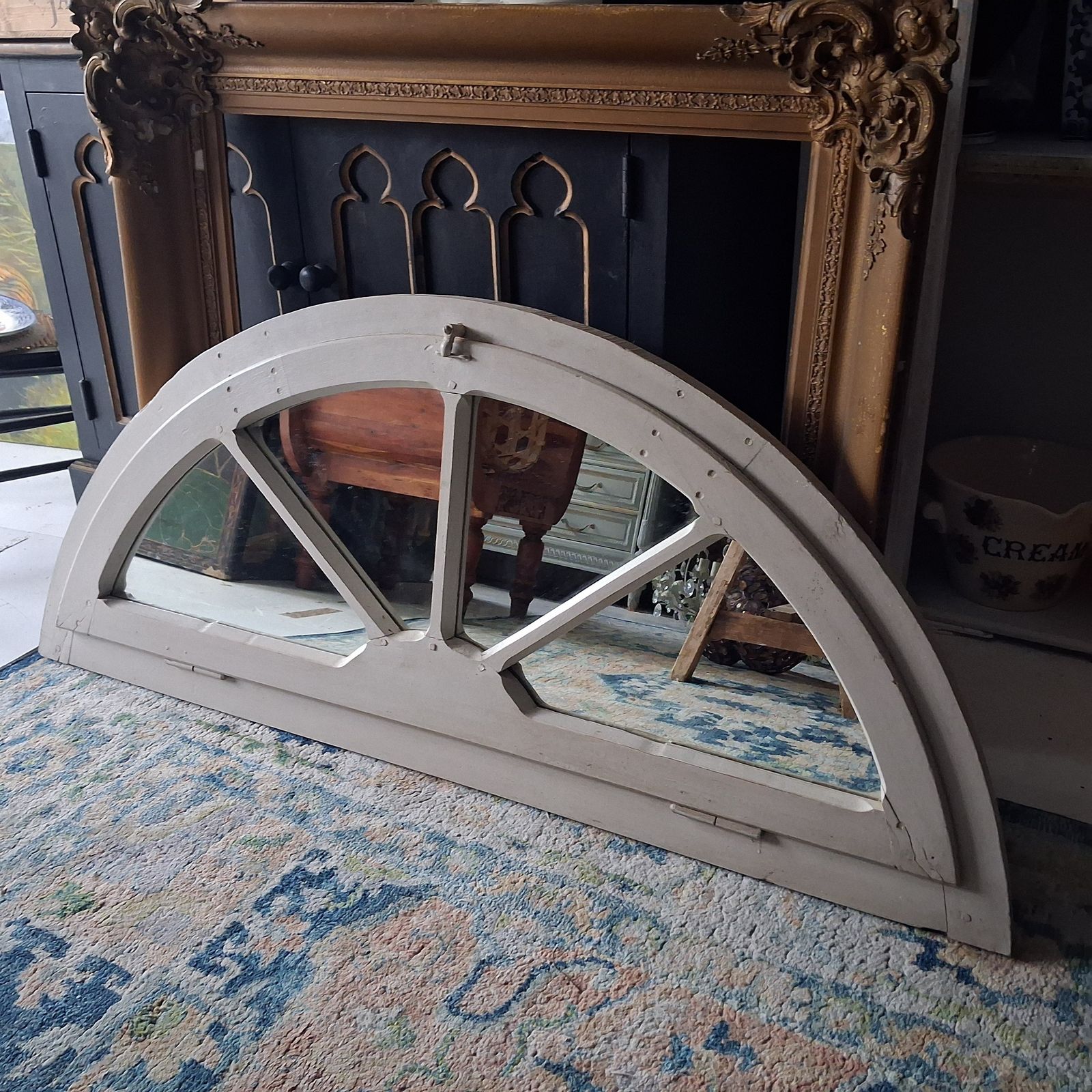 Antique French Mirror Frame Half Moon
