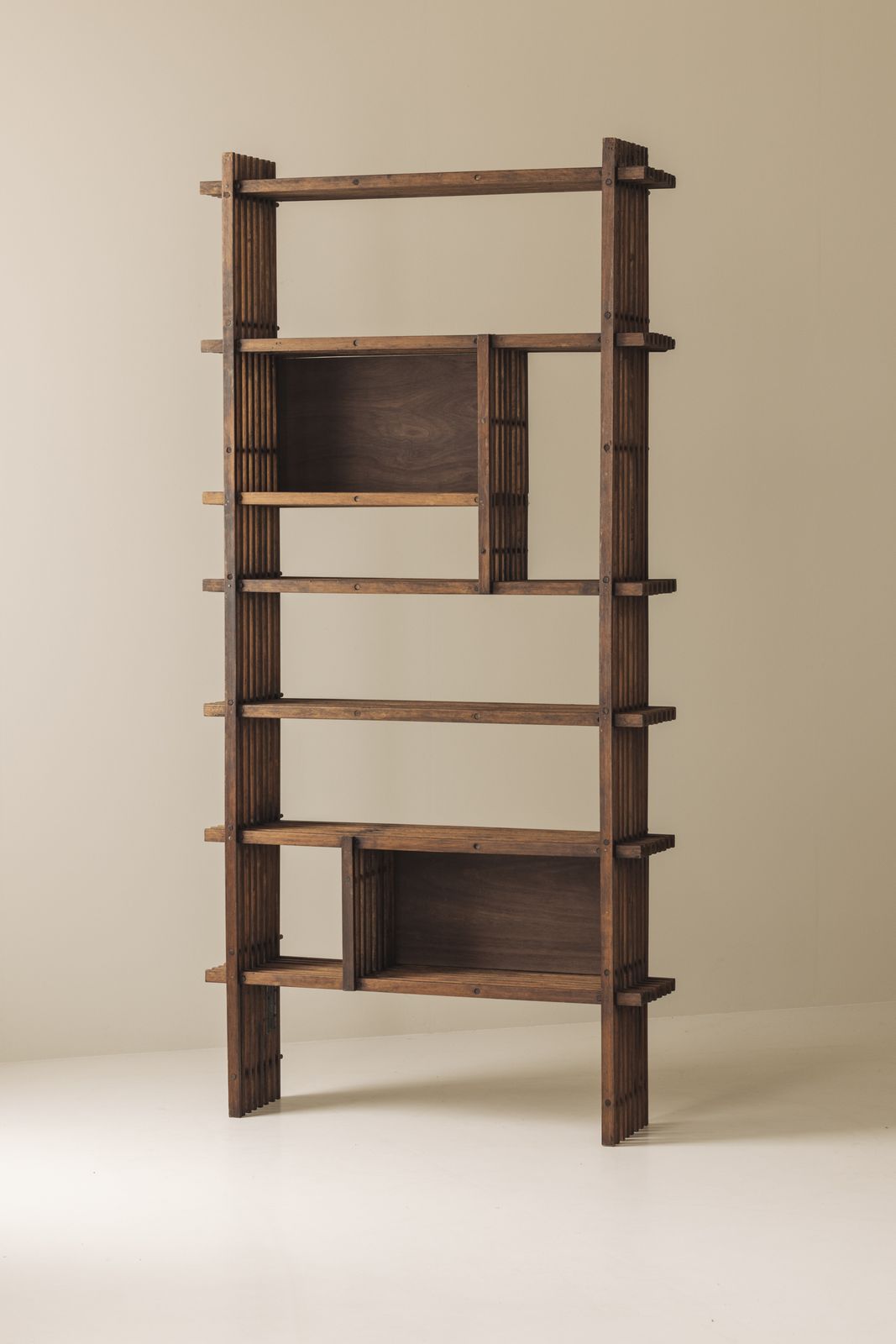 Architectural French Oak Bookcase / Cabinet From The 1950s photo vintage