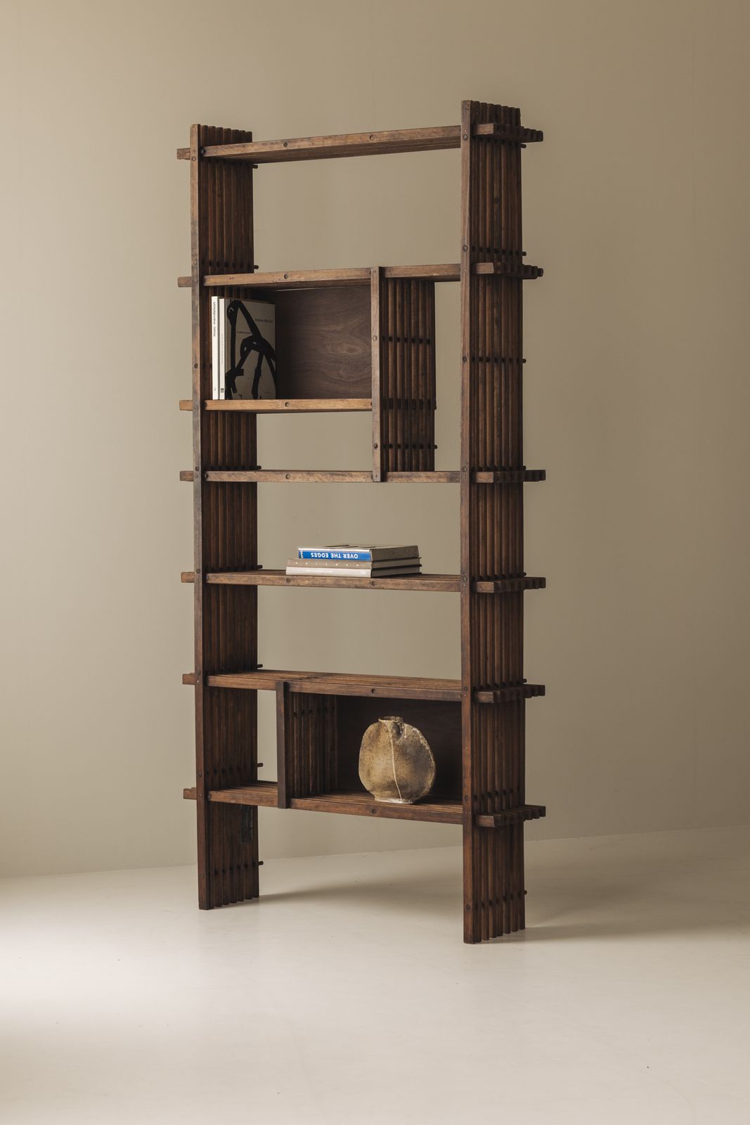 photo vintage Architectural French Oak Bookcase / Cabinet From The 1950s