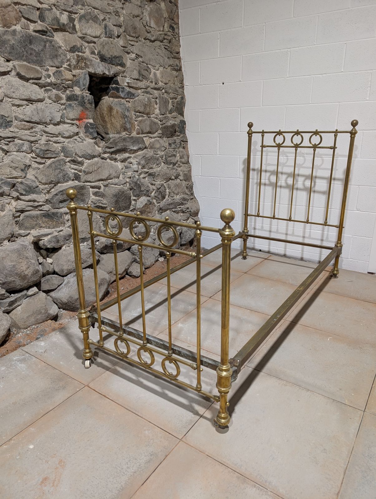 Antique French Single Brass Bed