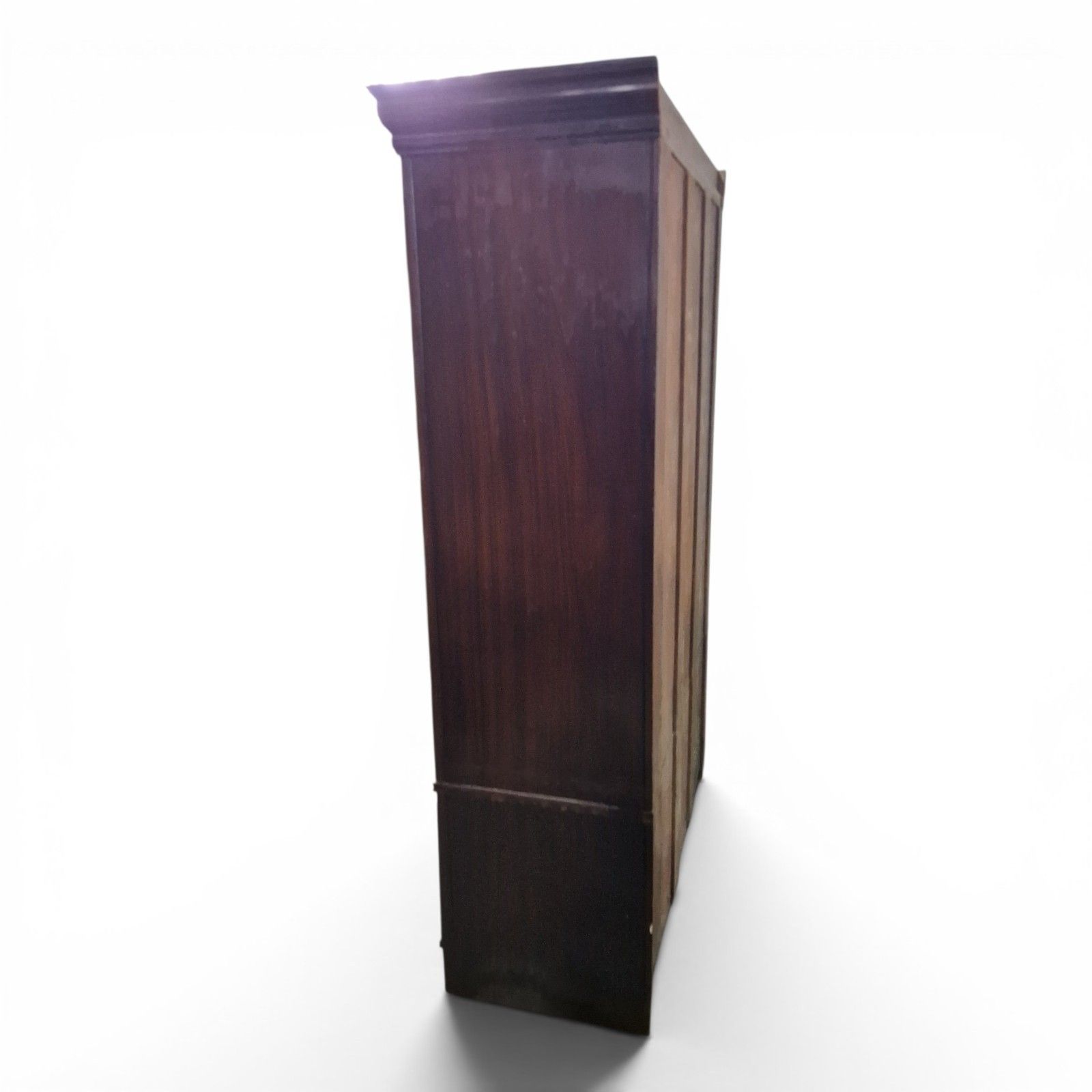 photo vintage Antique Victorian Carved Walnut Single Wardrobe Mirrored Door Burr Armoire