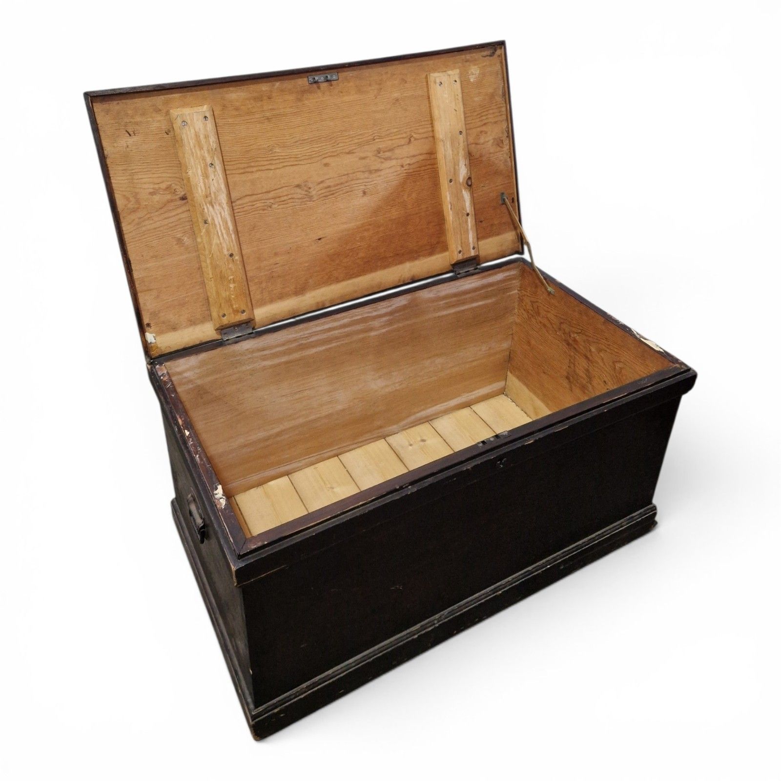 Furniture Antique Victorian Pine Blanket Box Storage Chest Trunk Scumbled Finish Large photo