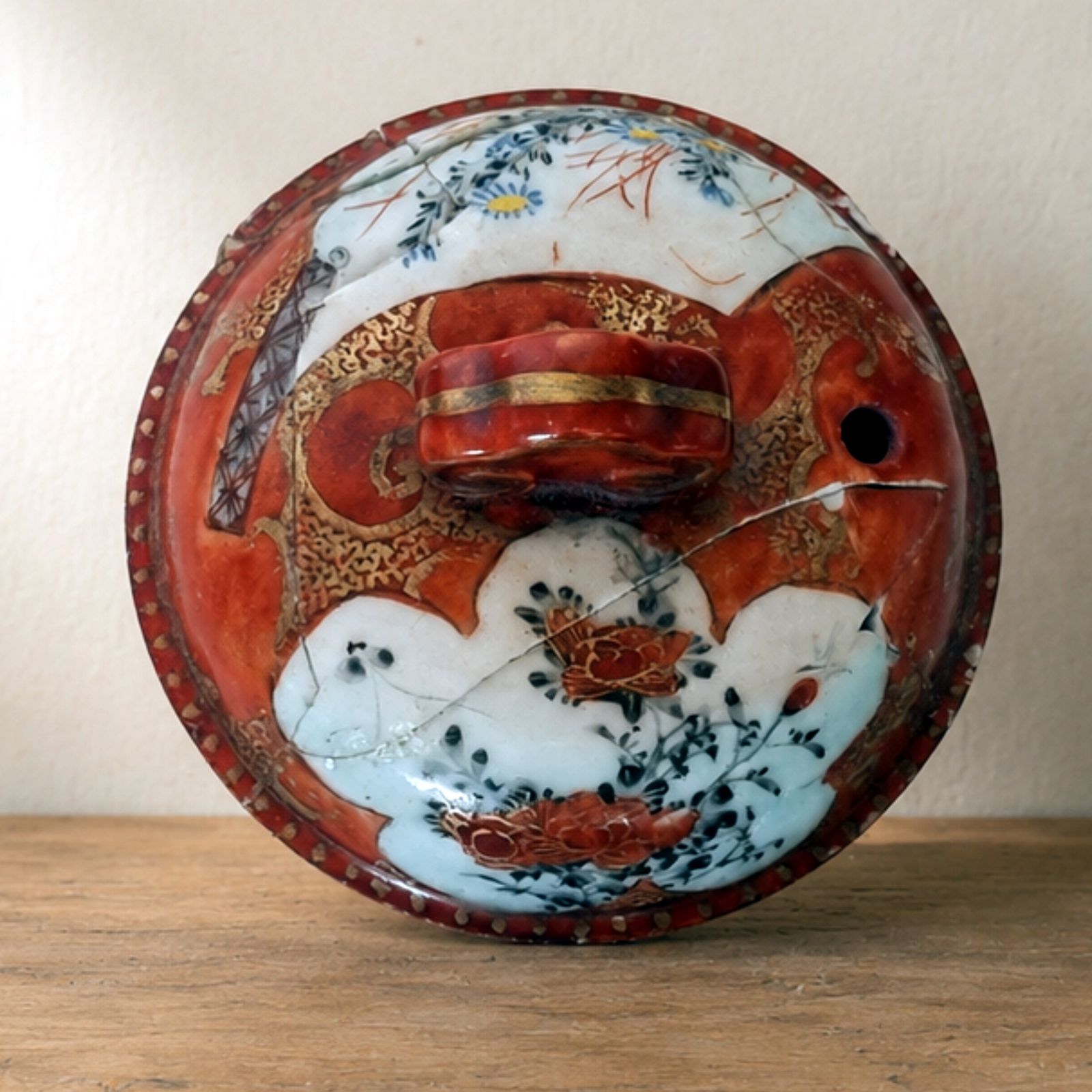 Vintage Japanse Kutani Zo porseleinen pot met deksel photo Woonaccessoires