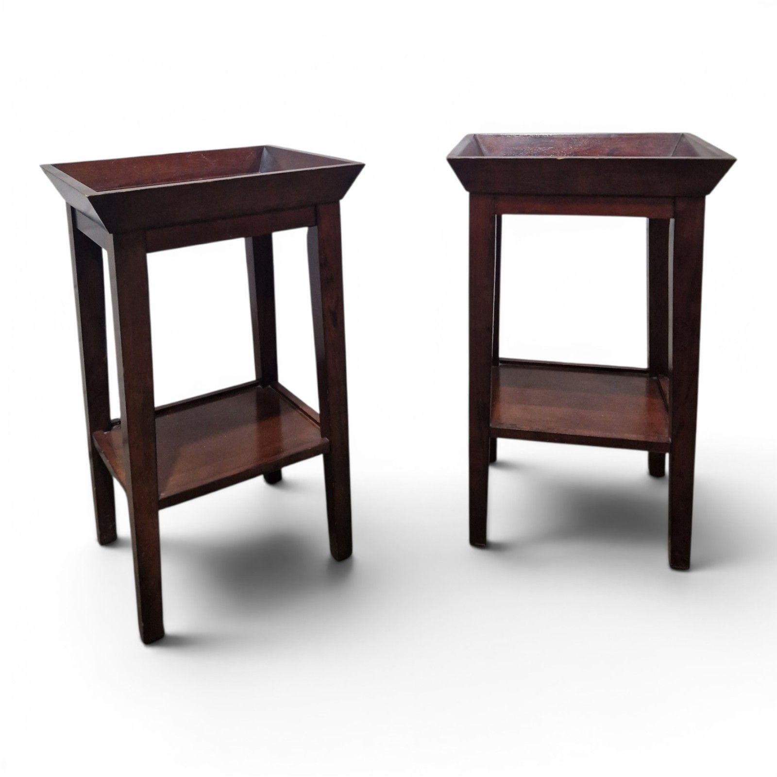 Pair Mahogany Lamp Tables Bedside Tables Two Tier Side Tables Nightstands photo 150.0