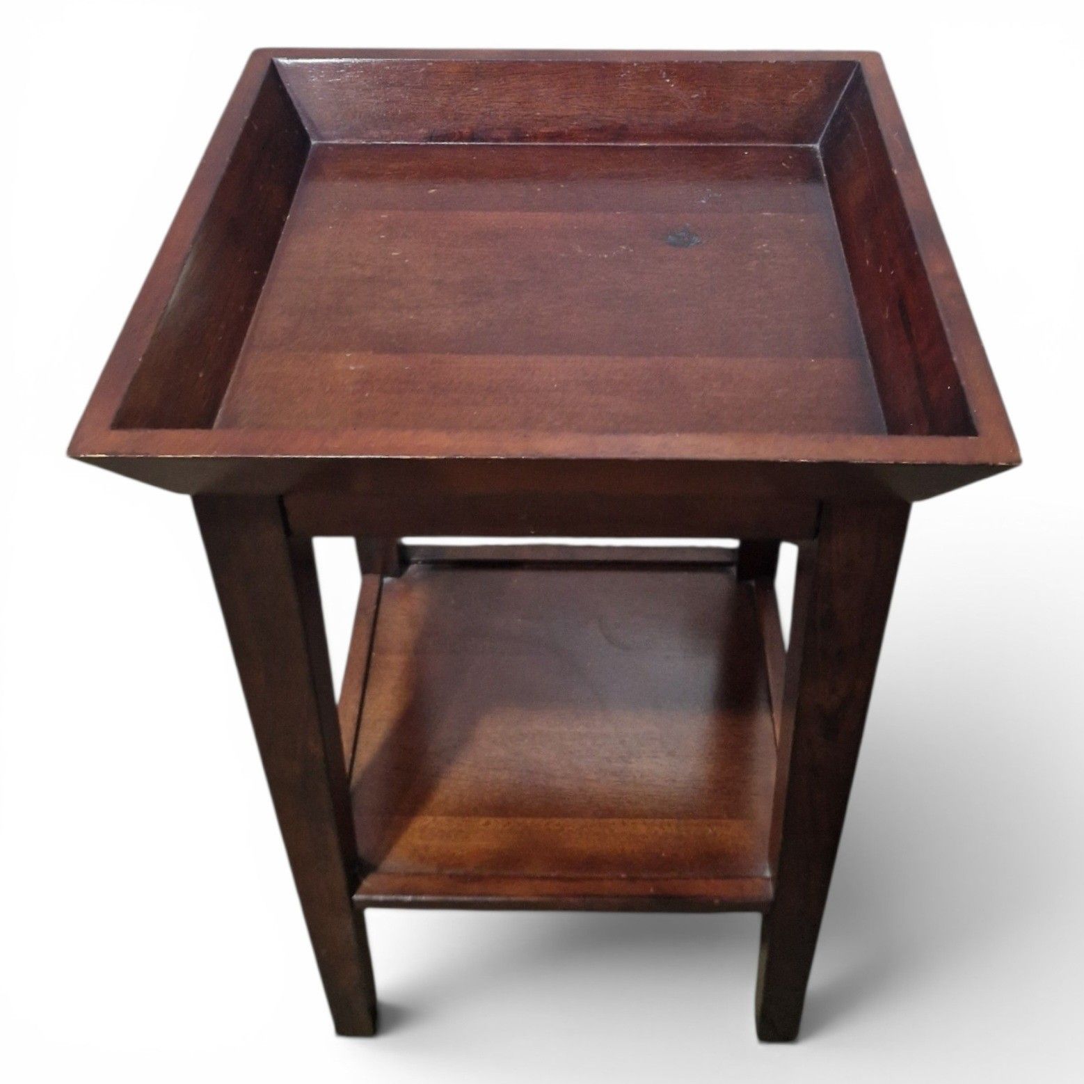 photo furniture Pair Mahogany Lamp Tables Bedside Tables Two Tier Side Tables Nightstands