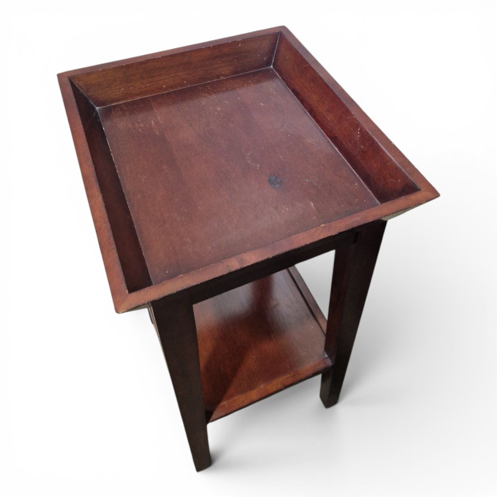 photo vintage Pair Mahogany Lamp Tables Bedside Tables Two Tier Side Tables Nightstands