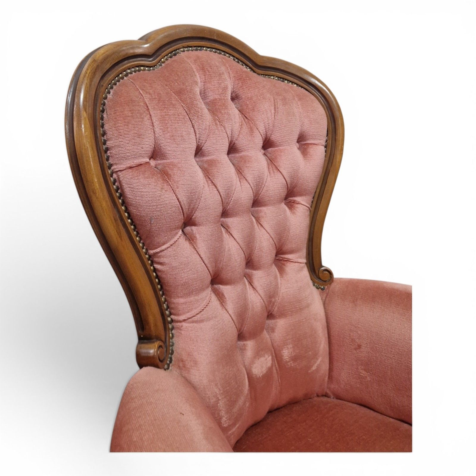 Victorian Style Button Back Tub Chair Pink Bedroom Accent Armchair photo 150.0