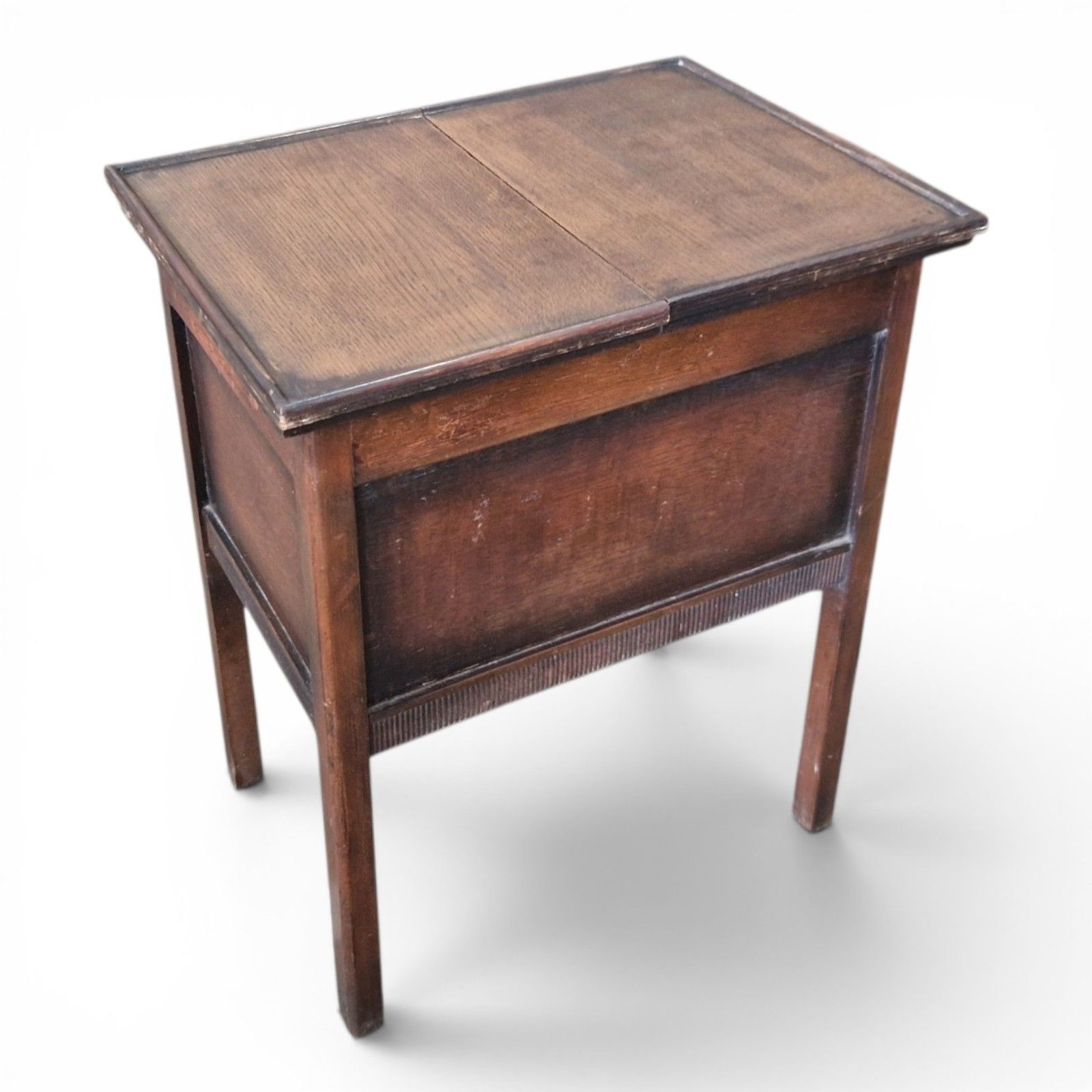 Vintage Oak Sewing Side Table Storage Box + Tray Sliding Top Crafts Knitting photo furniture