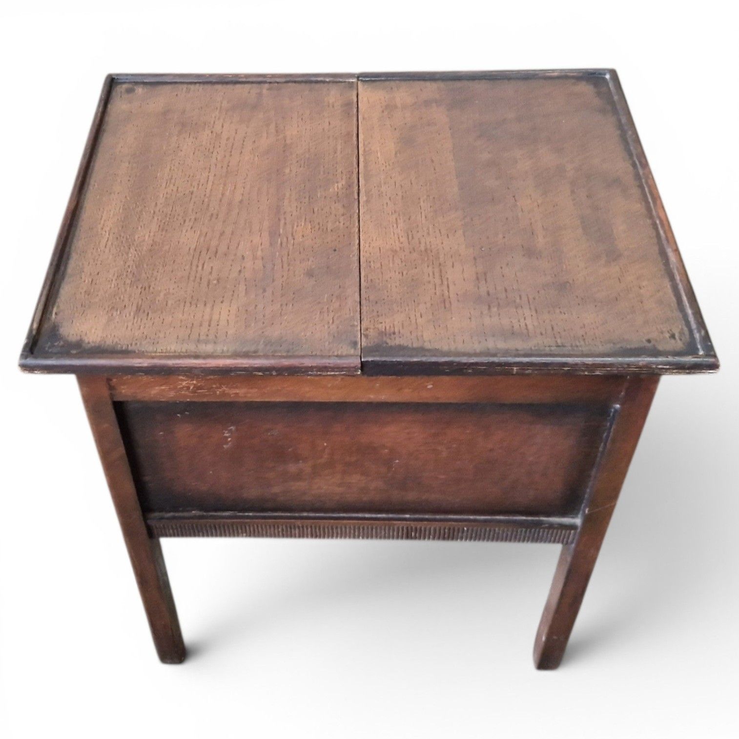 Vintage Oak Sewing Side Table Storage Box + Tray Sliding Top Crafts Knitting photo 125.0