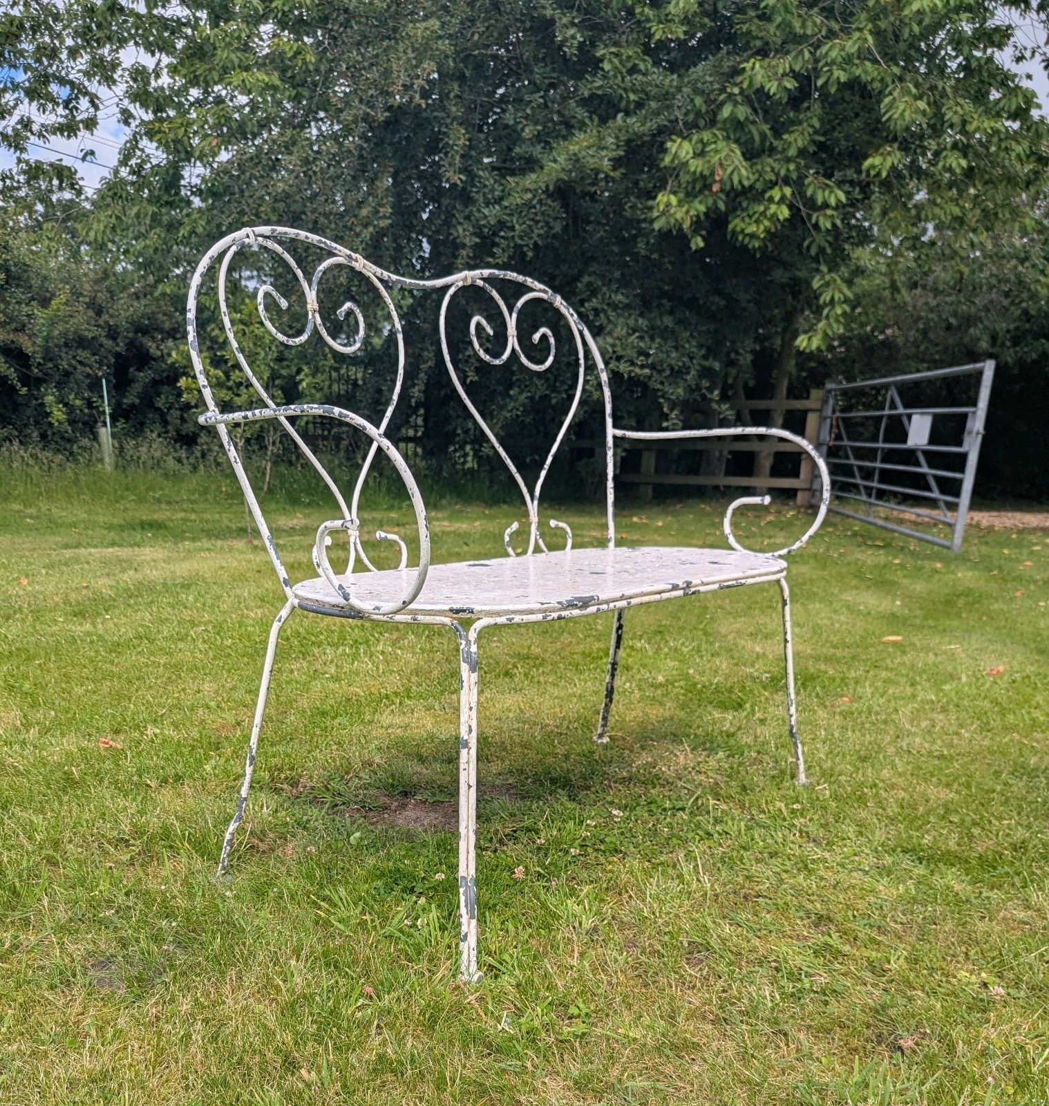Vintage Scrolled Metal French Garden Bench Delivery Available 0349 photo 395.0