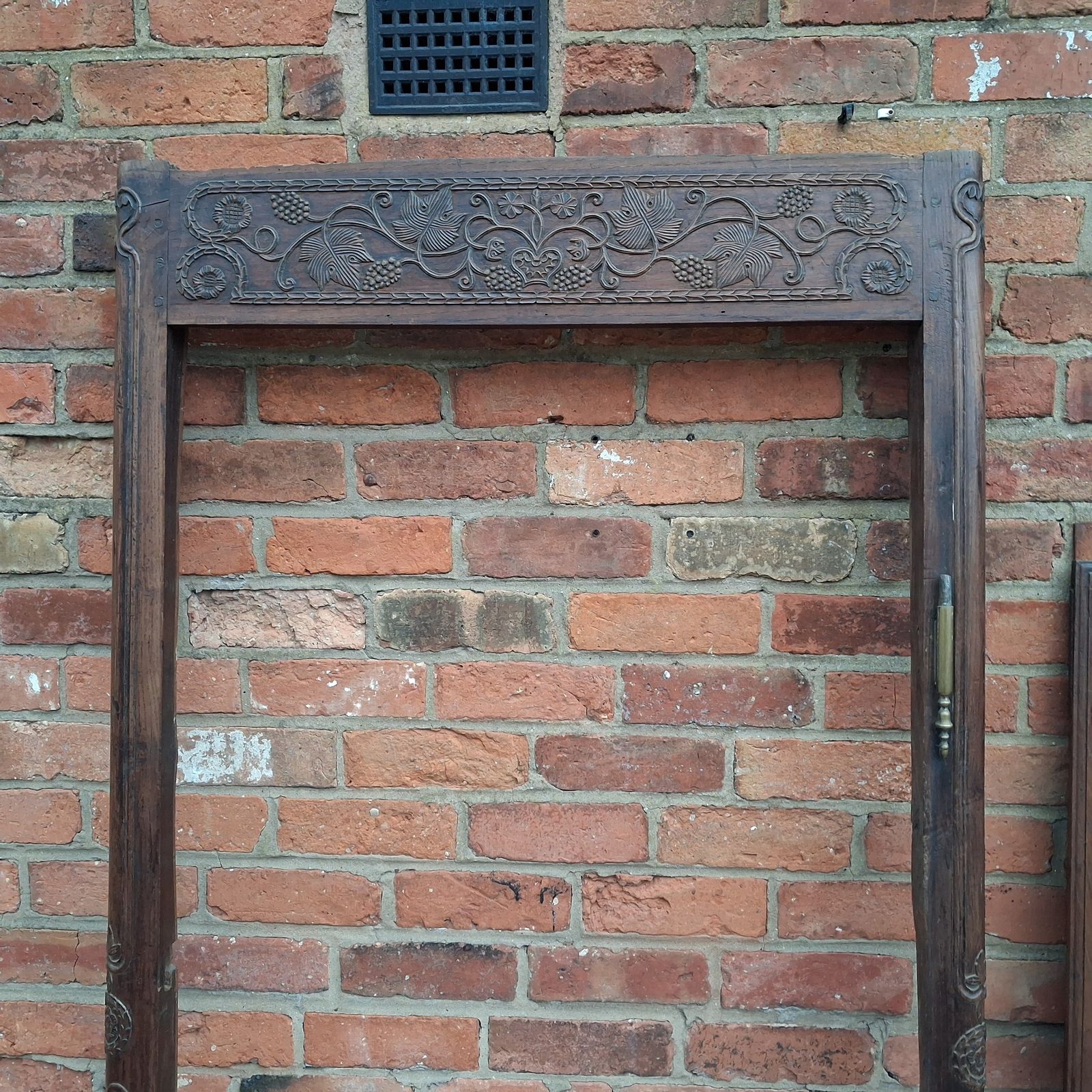 Antique Carved Wood Armoire Door & Frame photo furniture